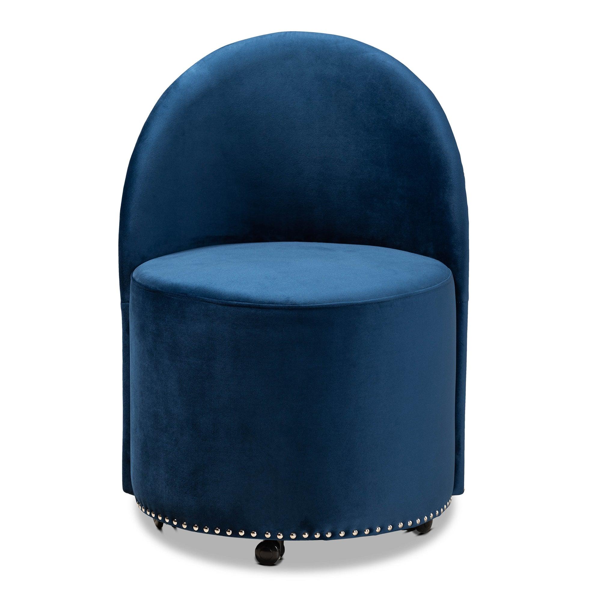 Bethel Glam and Luxe Velvet Fabric Upholstered Rolling Accent Chair