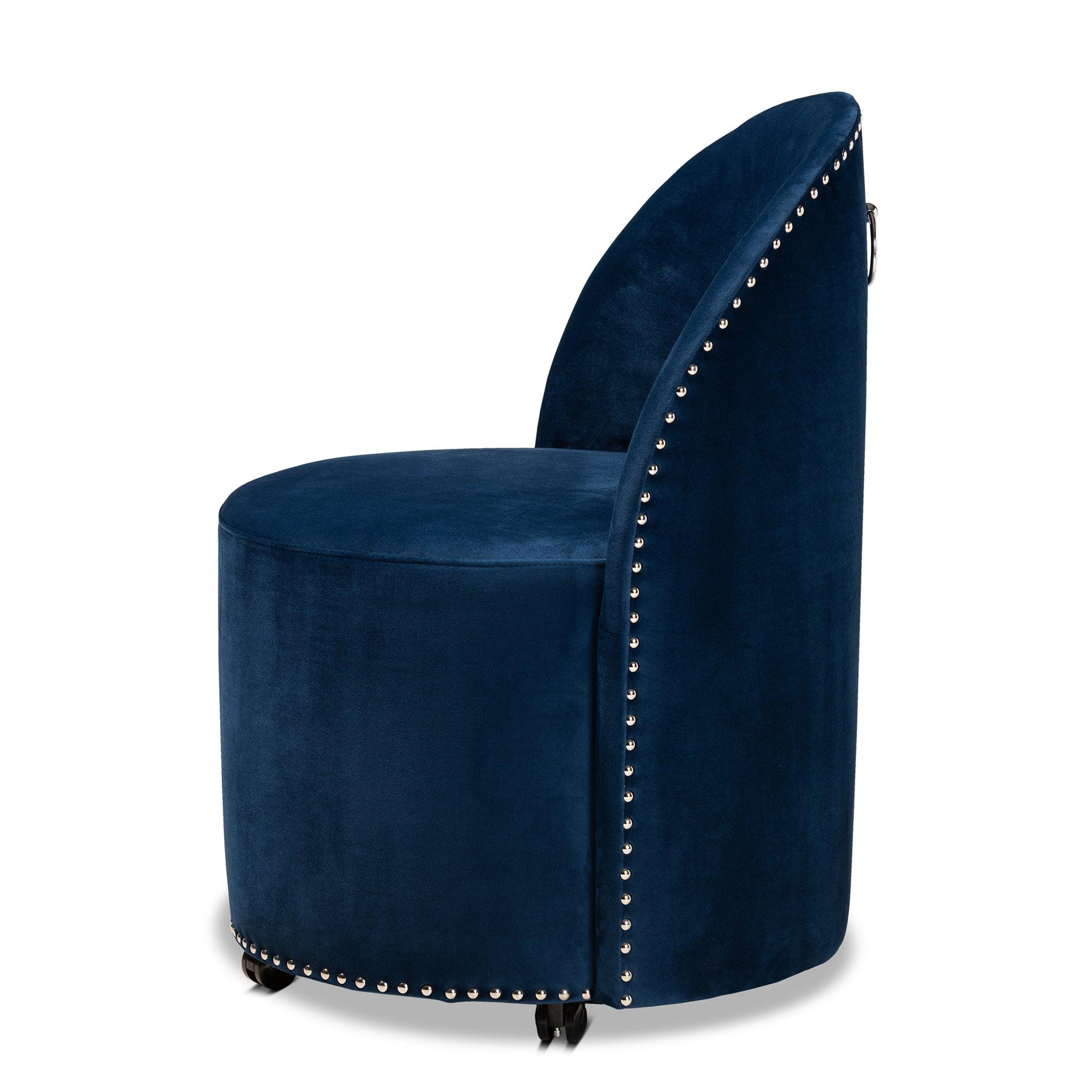 Bethel Glam and Luxe Velvet Fabric Upholstered Rolling Accent Chair