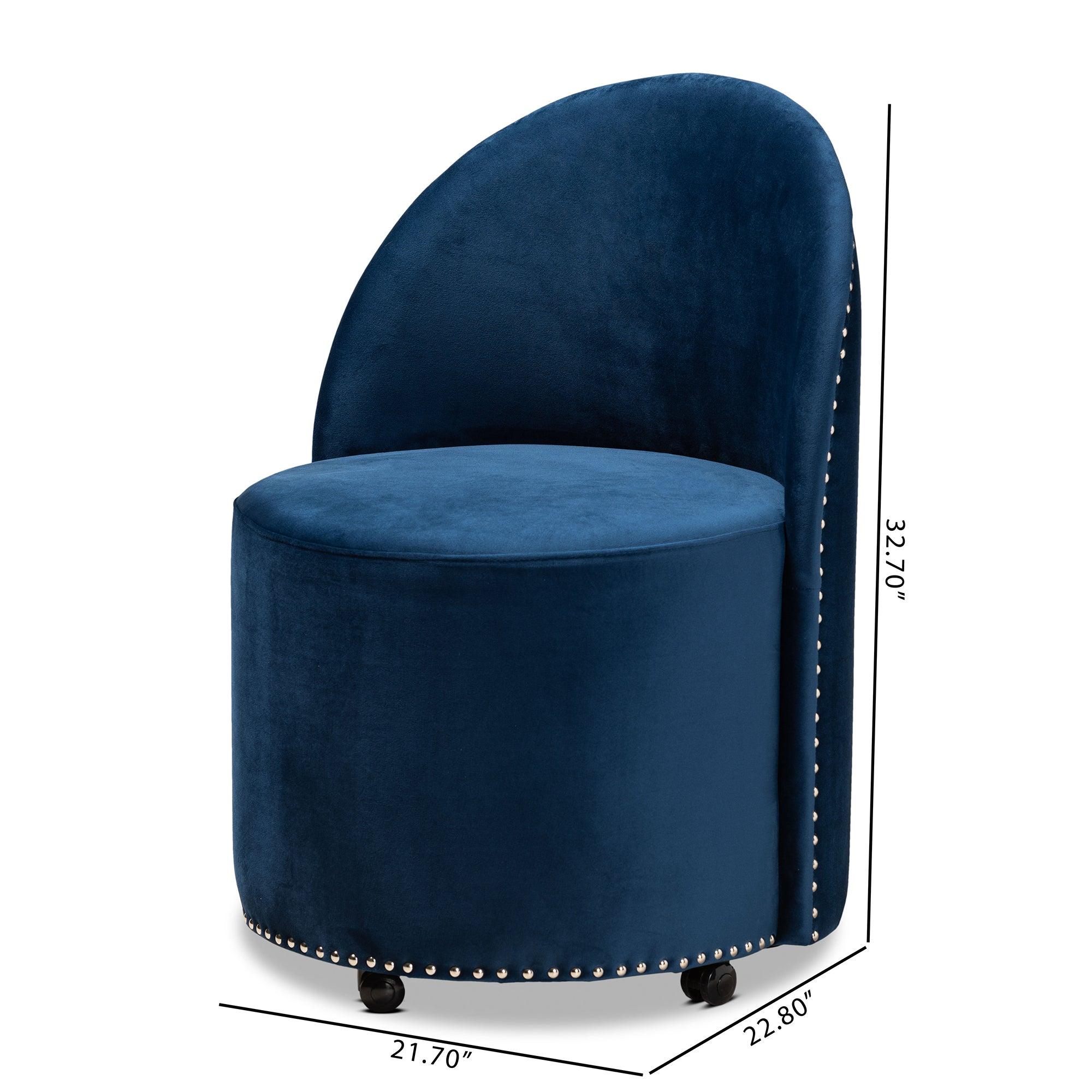 Bethel Glam and Luxe Velvet Fabric Upholstered Rolling Accent Chair