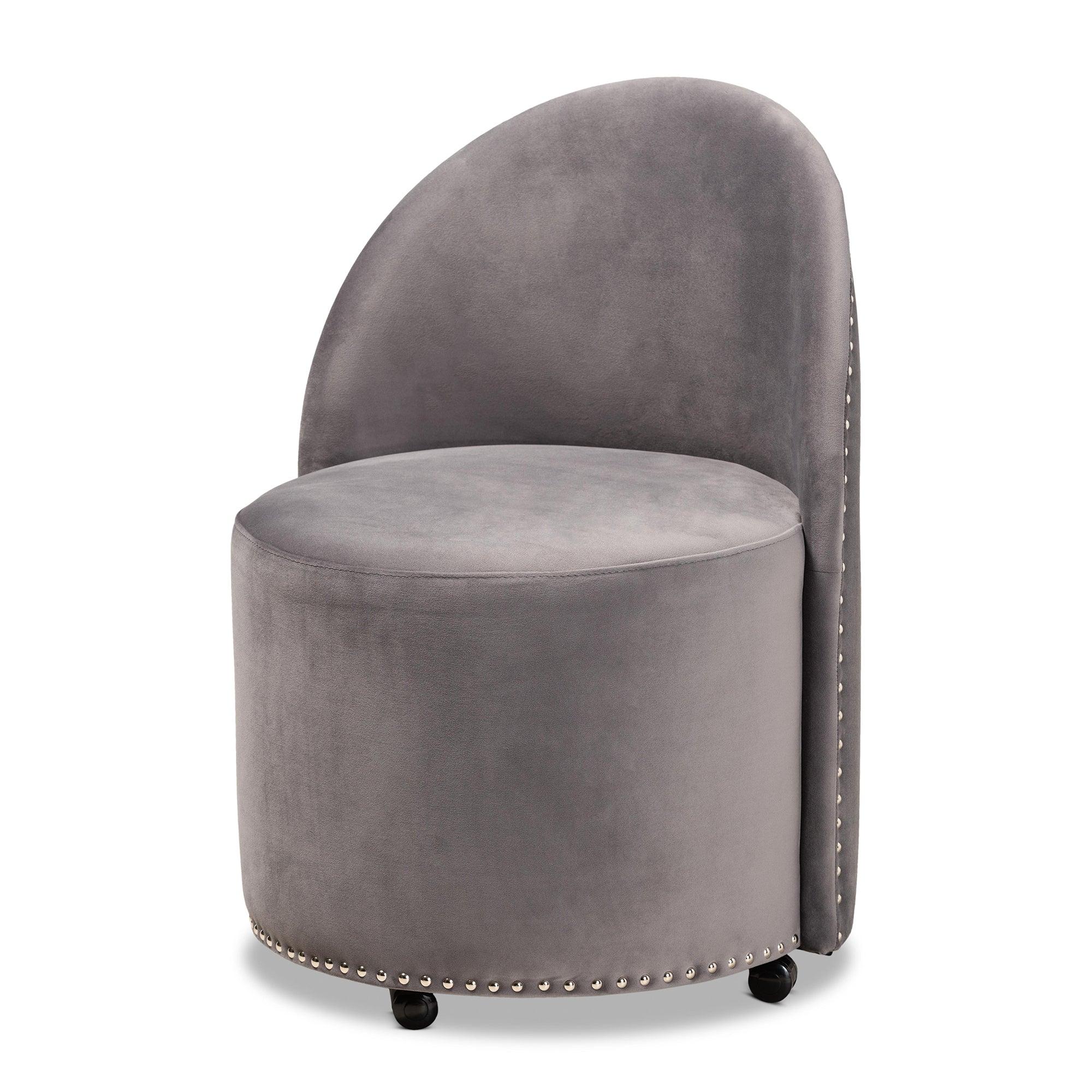 Bethel Glam and Luxe Velvet Fabric Upholstered Rolling Accent Chair