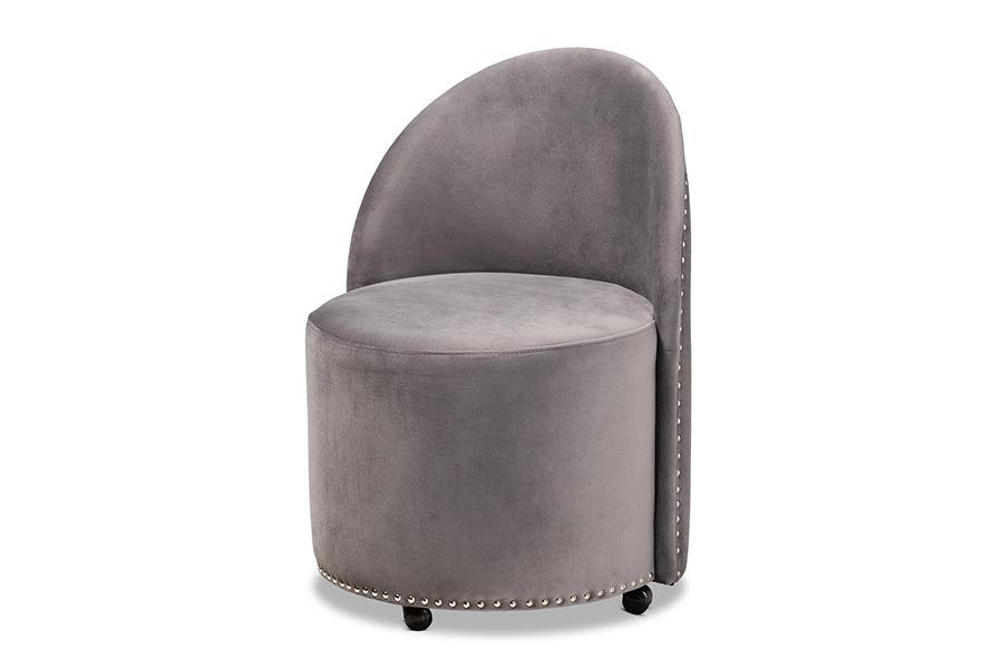 Bethel Glam and Luxe Velvet Fabric Upholstered Rolling Accent Chair