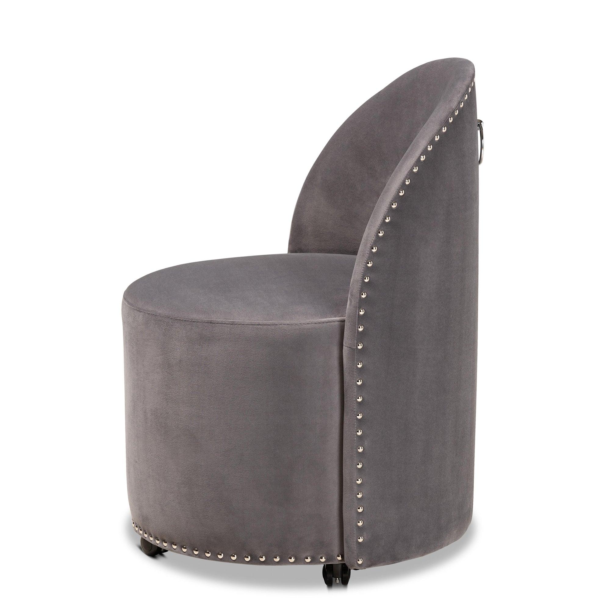 Bethel Glam and Luxe Velvet Fabric Upholstered Rolling Accent Chair