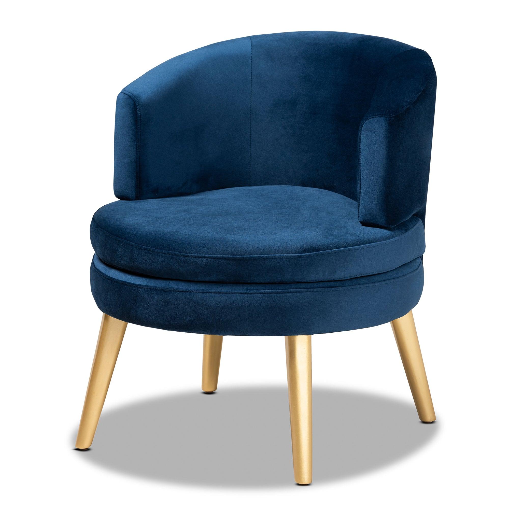 Baptiste Glam and Luxe Velvet Fabric Upholstered and Finished Wood Accent Chair