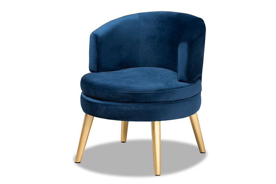 Baptiste Glam and Luxe Velvet Fabric Upholstered and Finished Wood Accent Chair