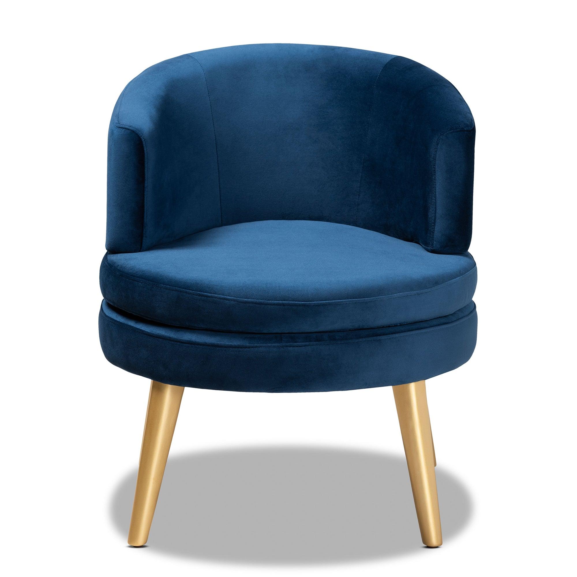 Baptiste Glam and Luxe Velvet Fabric Upholstered and Finished Wood Accent Chair