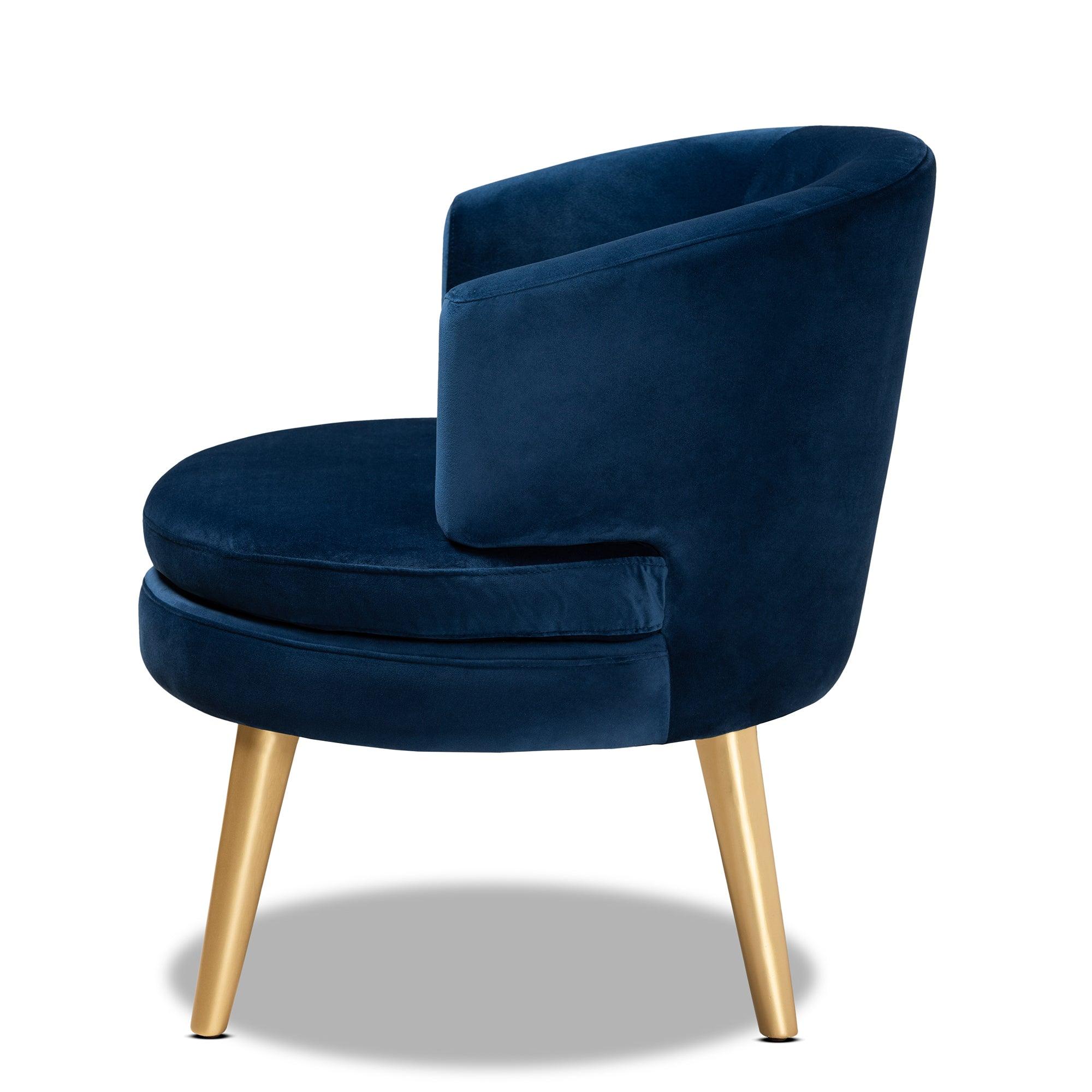 Baptiste Glam and Luxe Velvet Fabric Upholstered and Finished Wood Accent Chair