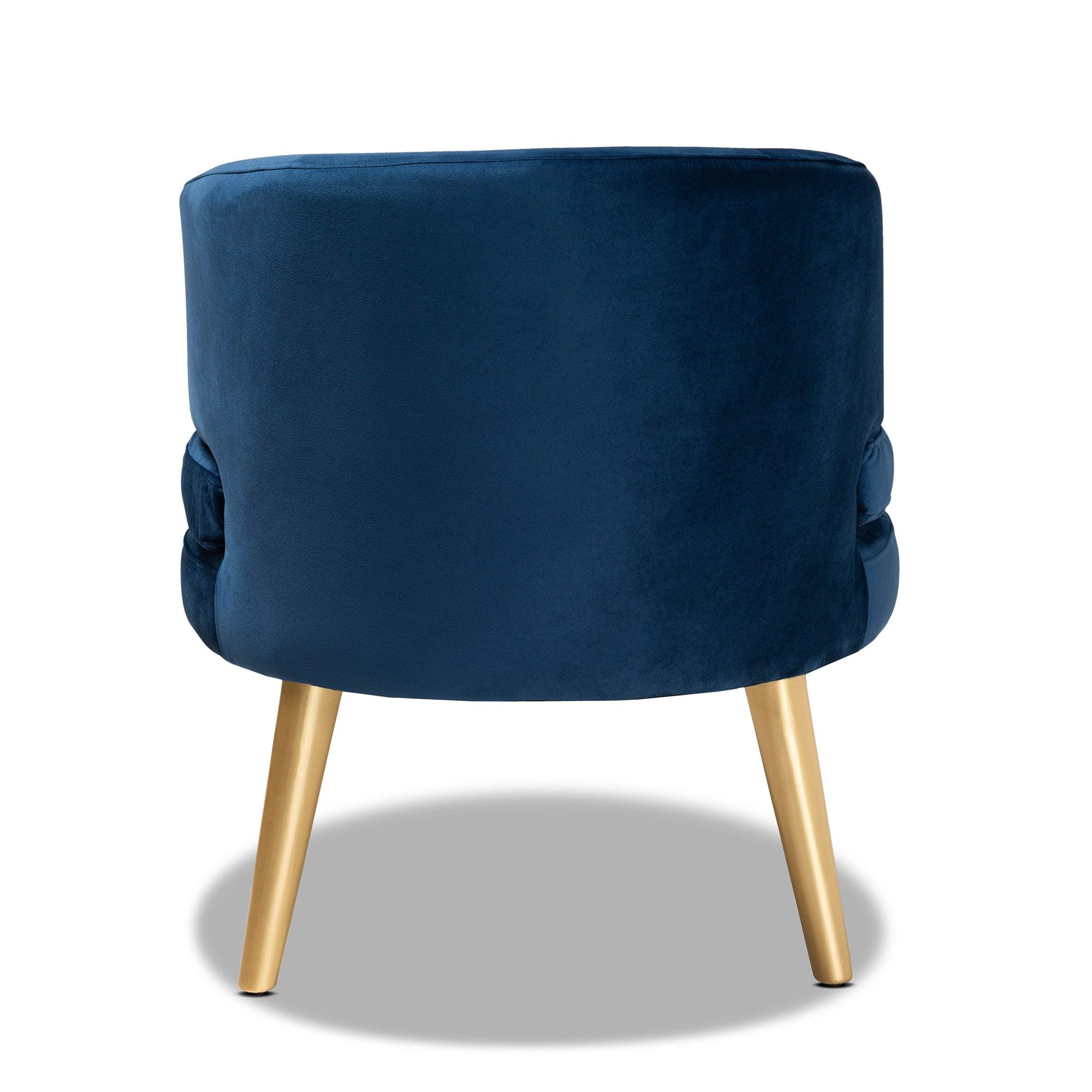 Baptiste Glam and Luxe Velvet Fabric Upholstered and Finished Wood Accent Chair