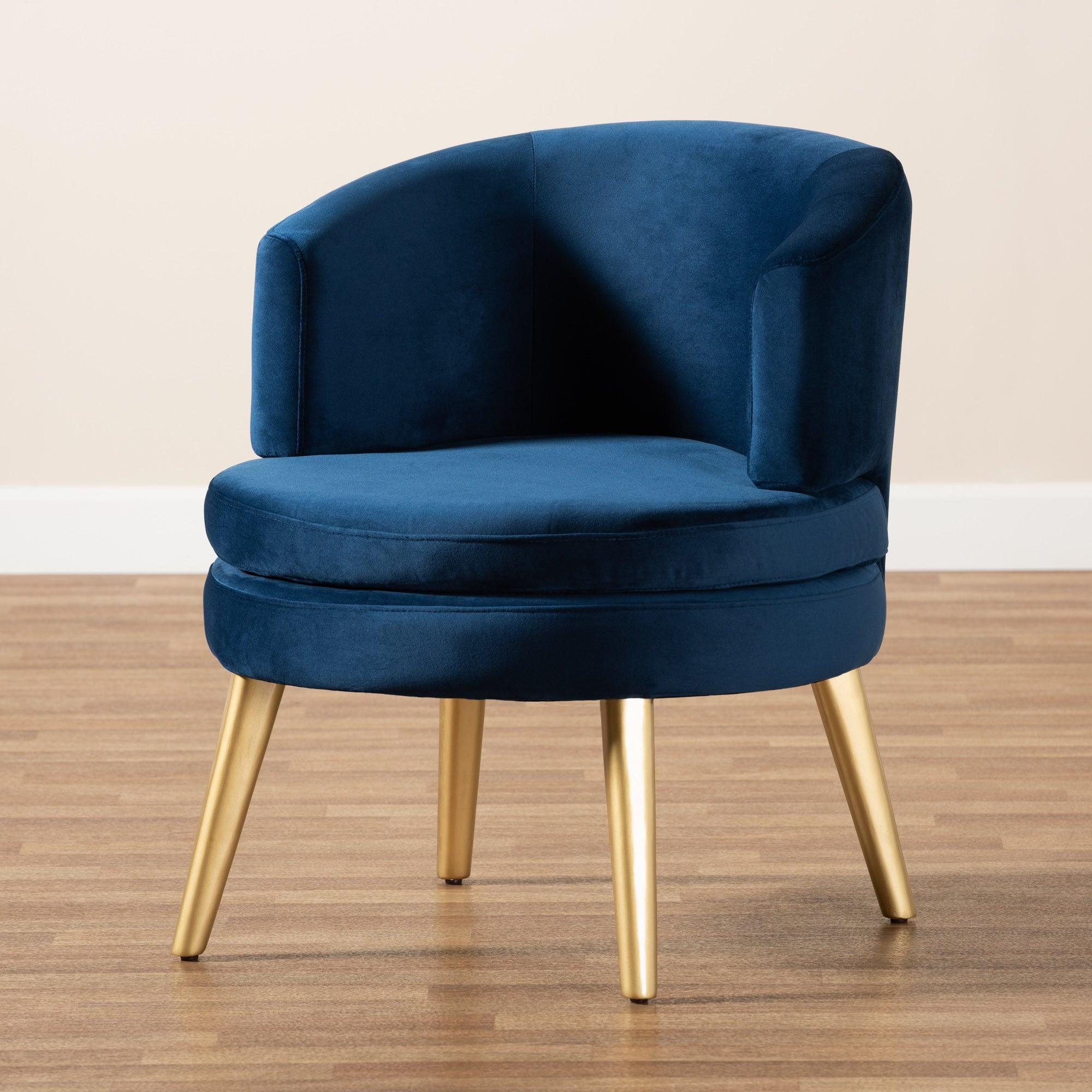 Baptiste Glam and Luxe Velvet Fabric Upholstered and Finished Wood Accent Chair