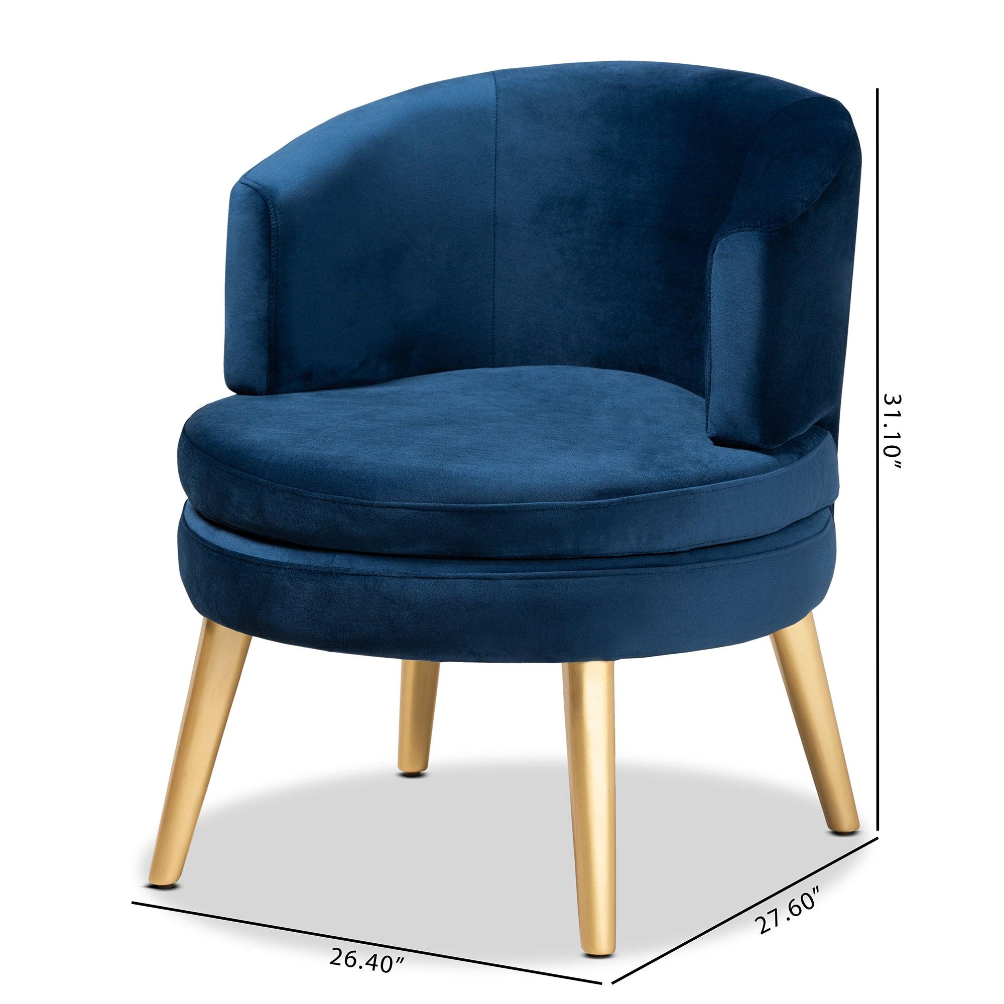 Baptiste Glam and Luxe Velvet Fabric Upholstered and Finished Wood Accent Chair