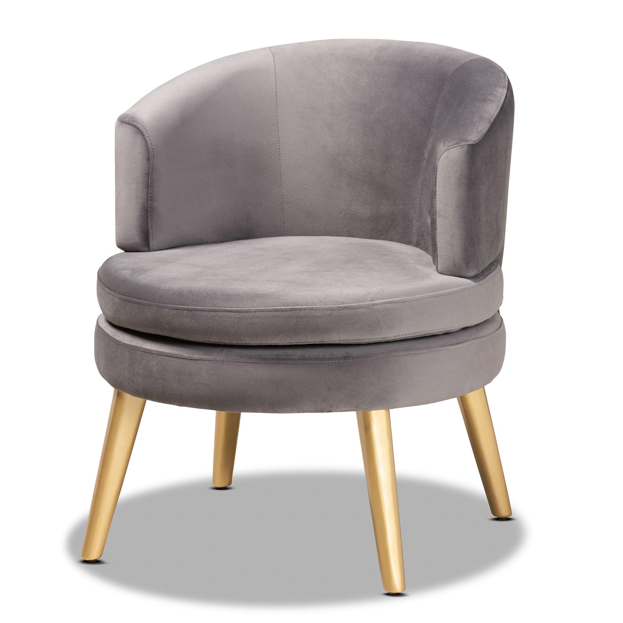 Baptiste Glam and Luxe Velvet Fabric Upholstered and Finished Wood Accent Chair