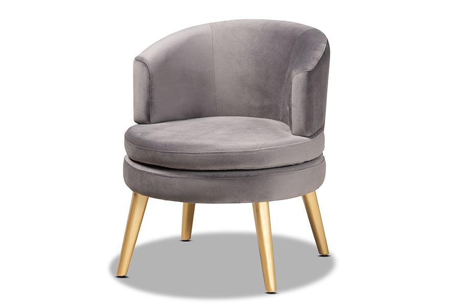 Baptiste Glam and Luxe Velvet Fabric Upholstered and Finished Wood Accent Chair