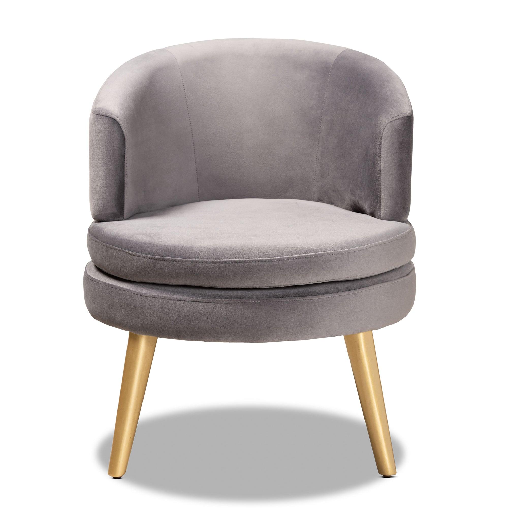 Baptiste Glam and Luxe Velvet Fabric Upholstered and Finished Wood Accent Chair