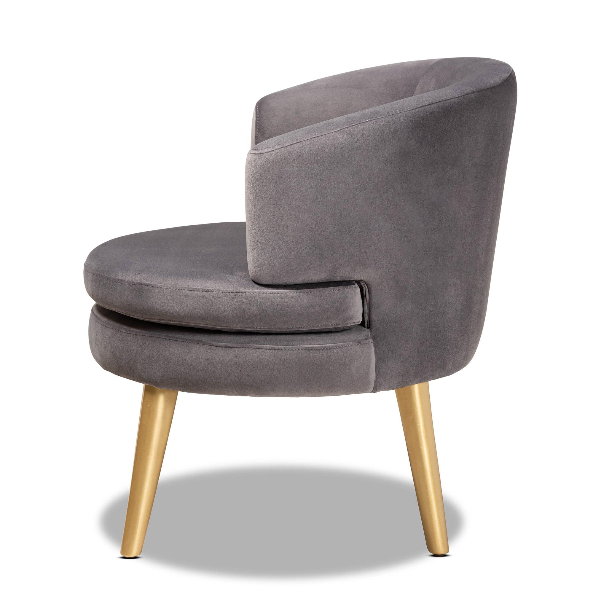 Baptiste Glam and Luxe Velvet Fabric Upholstered and Finished Wood Accent Chair