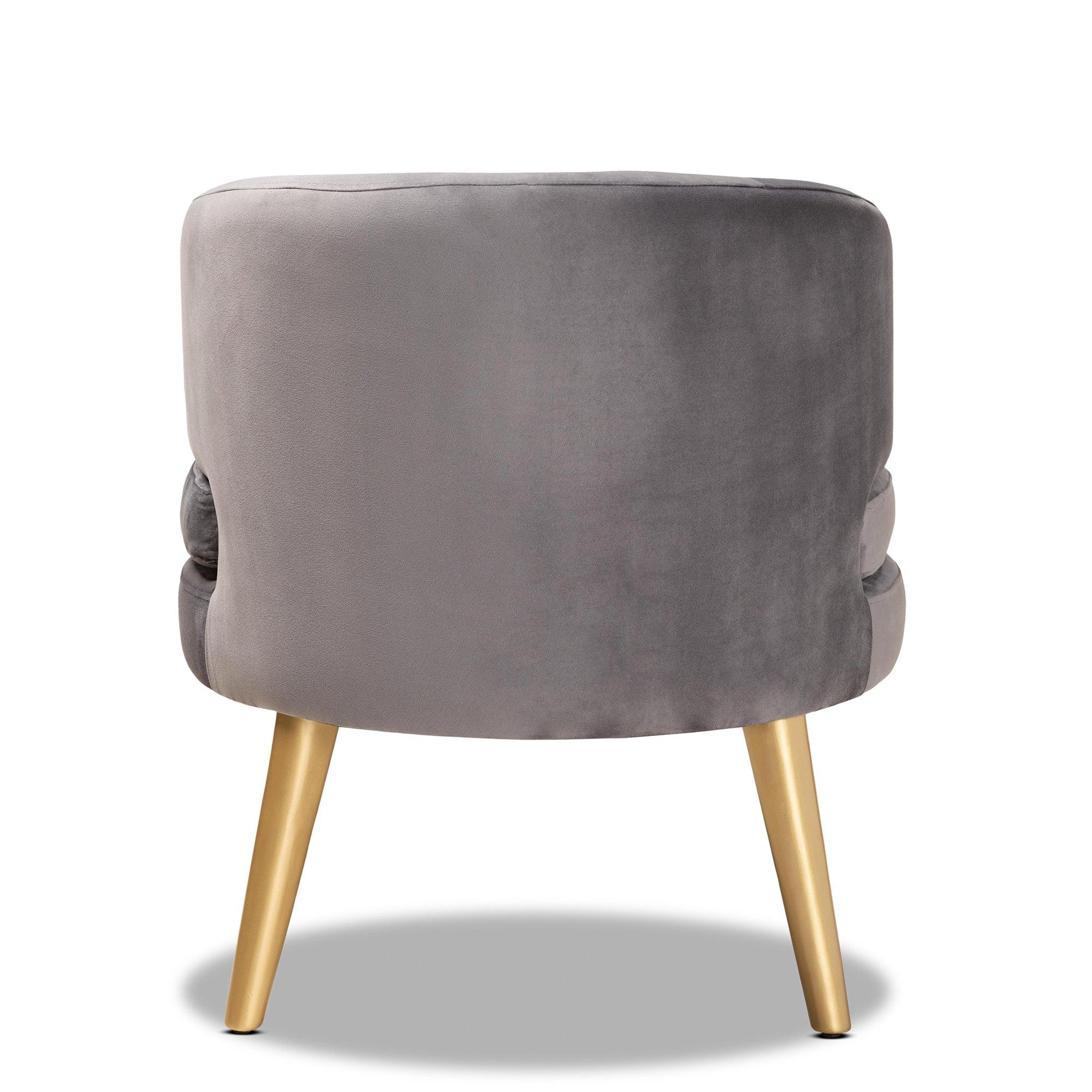 Baptiste Glam and Luxe Velvet Fabric Upholstered and Finished Wood Accent Chair