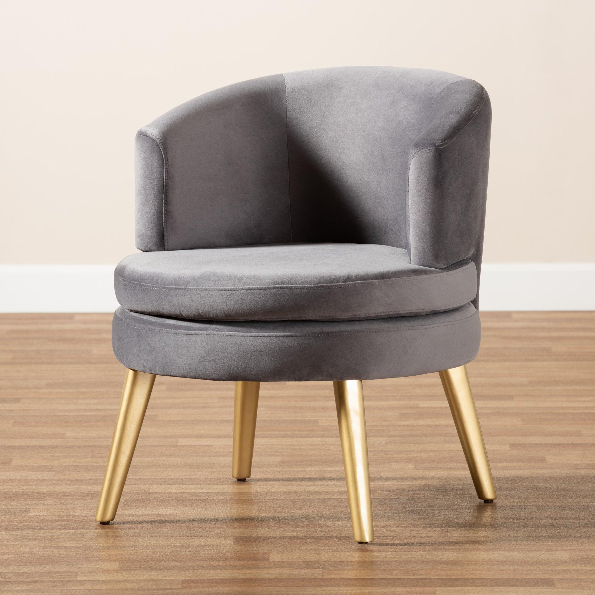 Baptiste Glam and Luxe Velvet Fabric Upholstered and Finished Wood Accent Chair