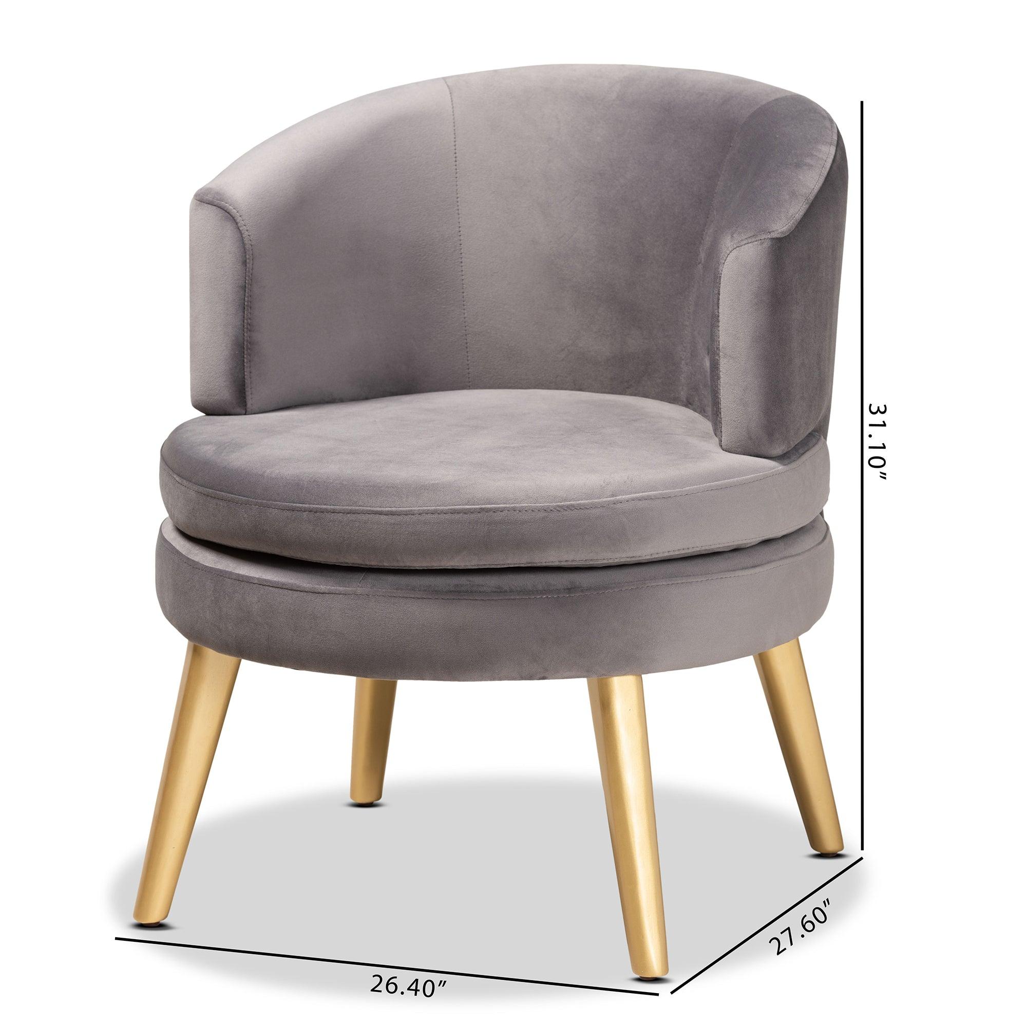 Baptiste Glam and Luxe Velvet Fabric Upholstered and Finished Wood Accent Chair