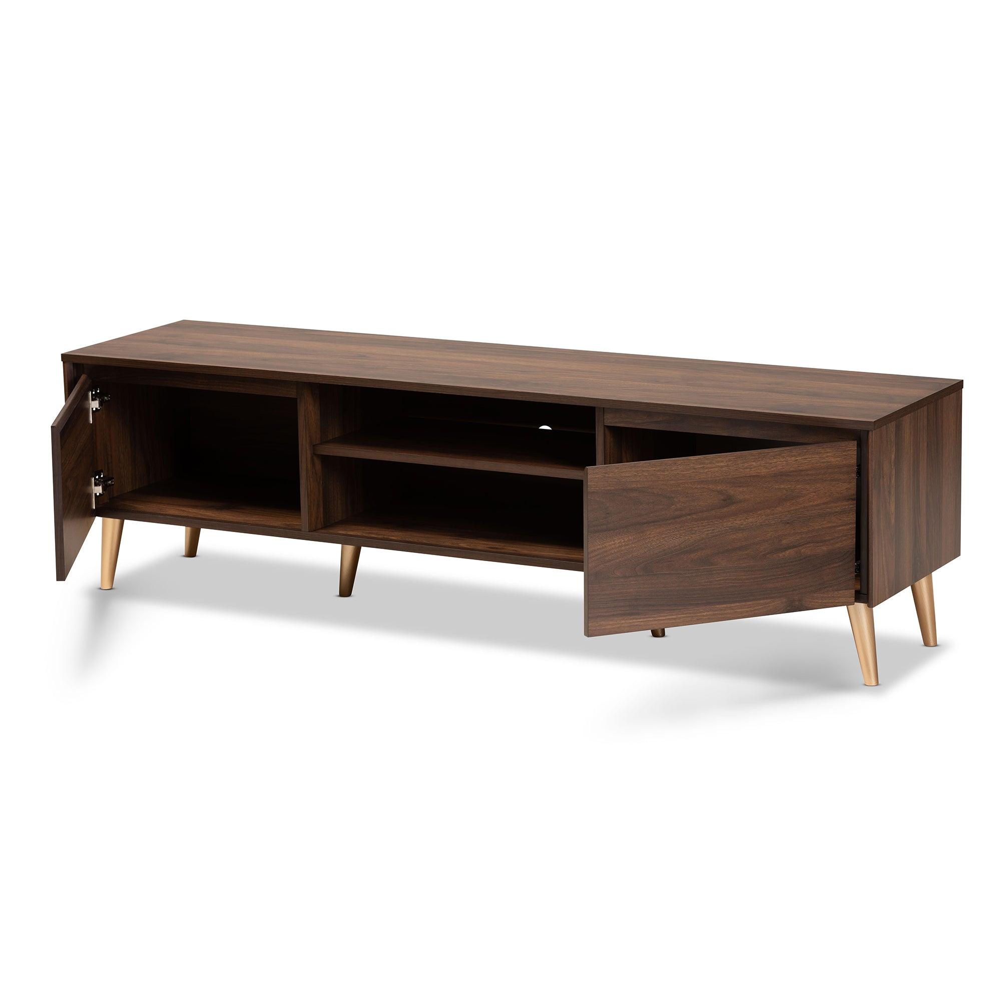 Landen Mid-Century Modern and Finished Wood TV Stand