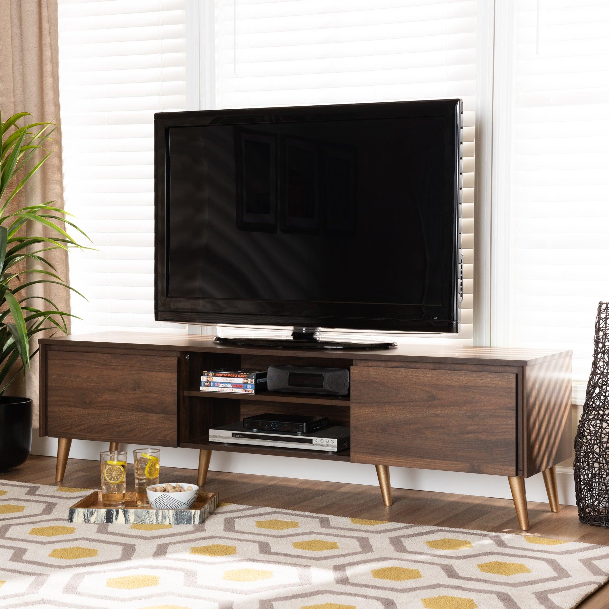 Landen Mid-Century Modern and Finished Wood TV Stand