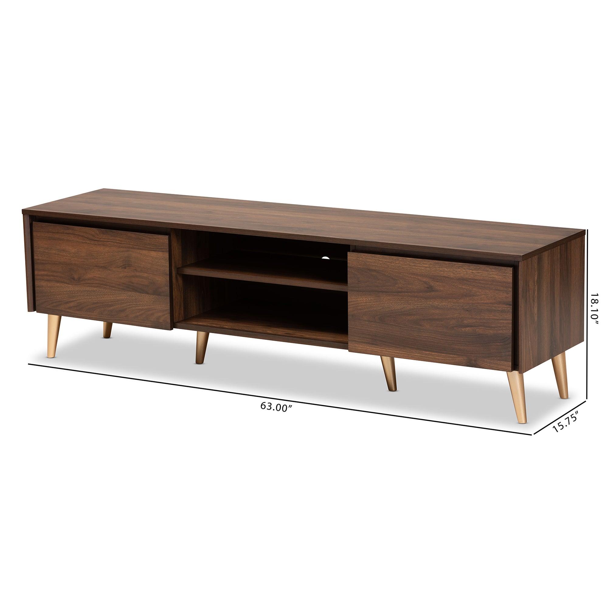 Landen Mid-Century Modern and Finished Wood TV Stand