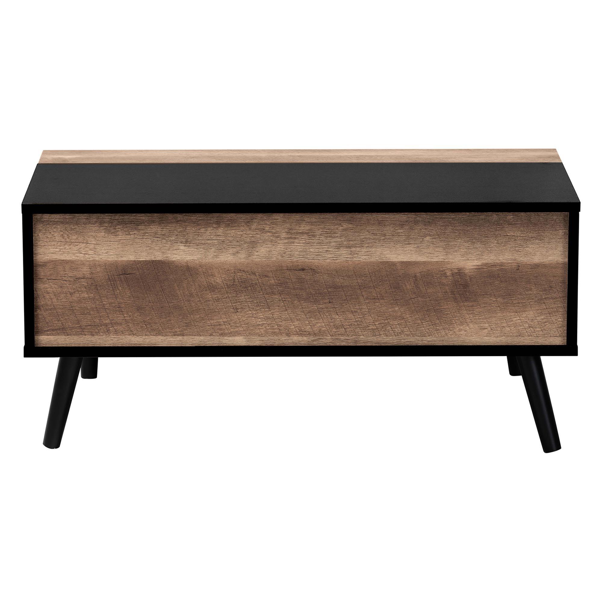 Jensen Modern and Contemporary Two-Tone and Rustic Finished Wood Lift Top Coffee Table with Storage Compartment