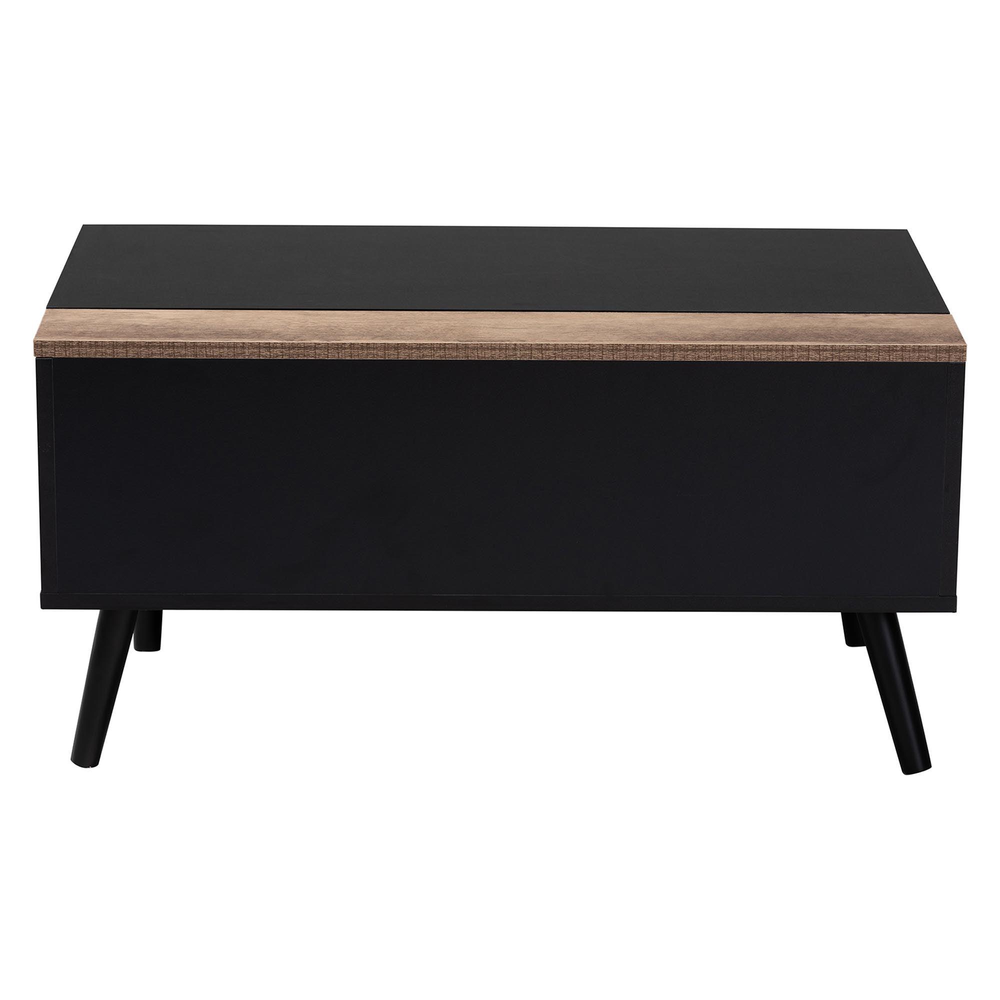 Jensen Modern and Contemporary Two-Tone and Rustic Finished Wood Lift Top Coffee Table with Storage Compartment