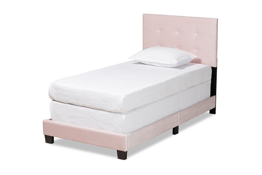 Caprice Modern and Contemporary Glam Light Velvet Fabric Upholstered Panel Bed