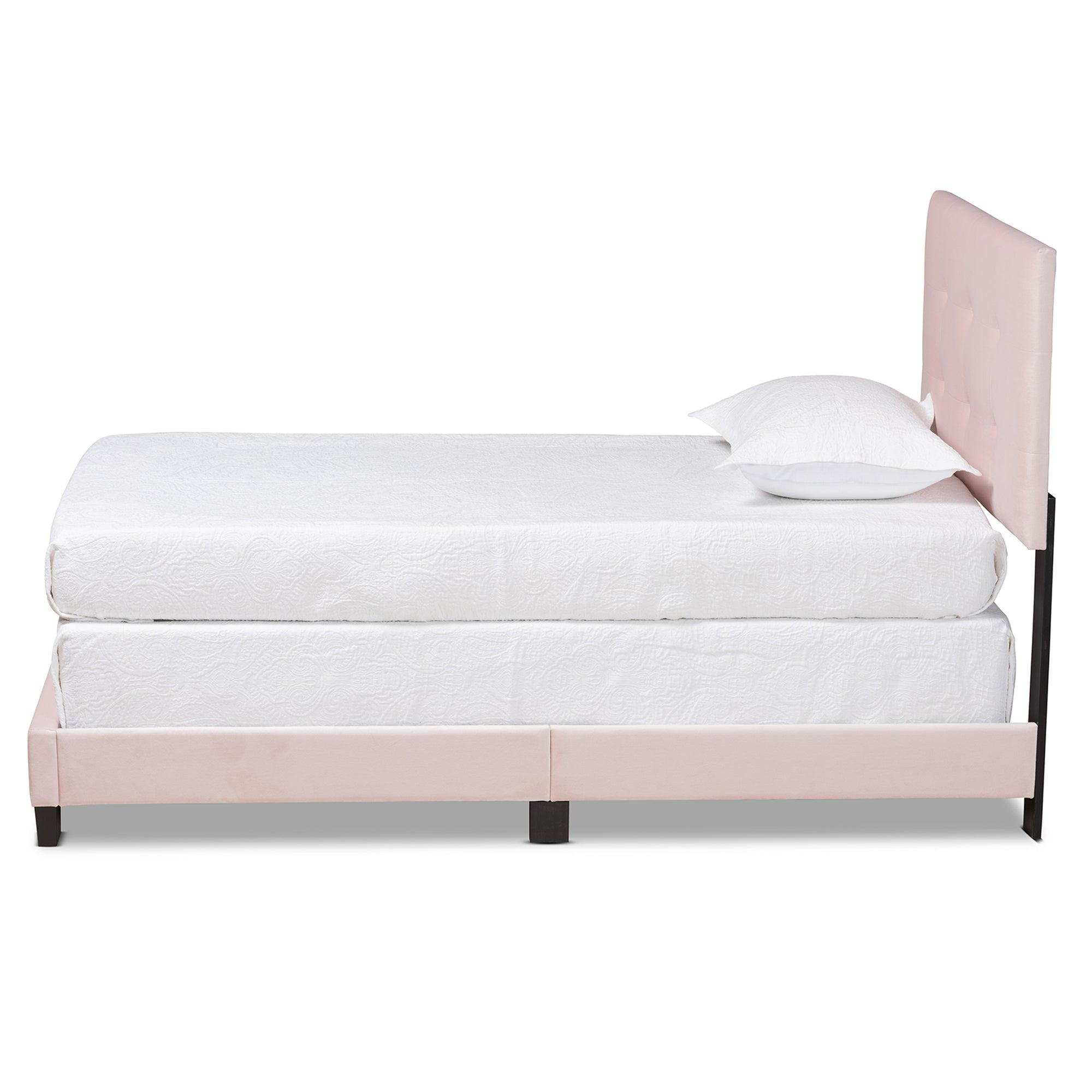 Caprice Modern and Contemporary Glam Light Velvet Fabric Upholstered Panel Bed