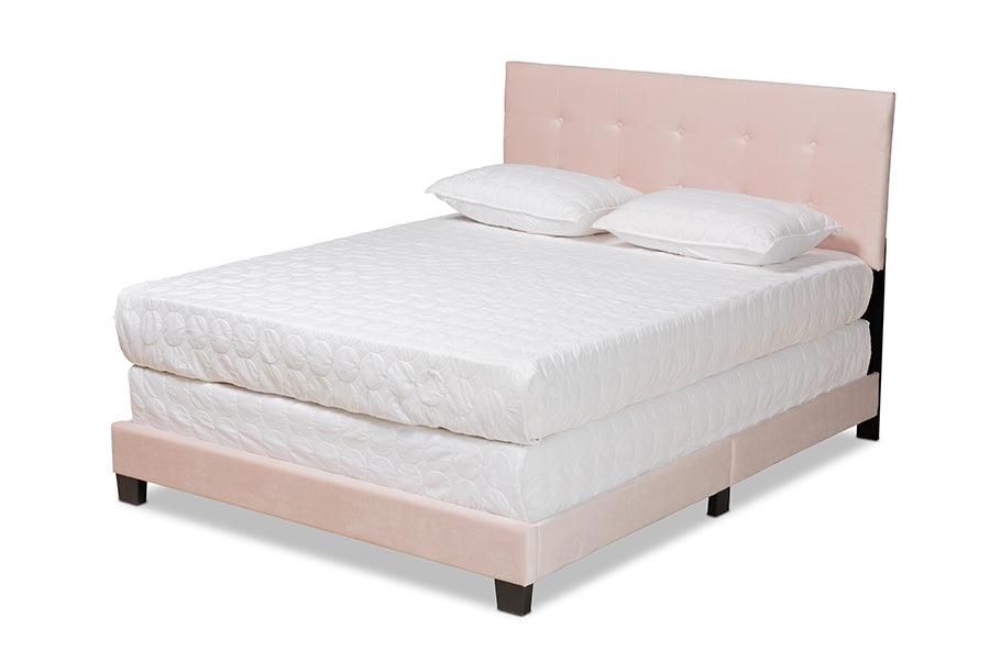 Caprice Modern and Contemporary Glam Light Velvet Fabric Upholstered Panel Bed