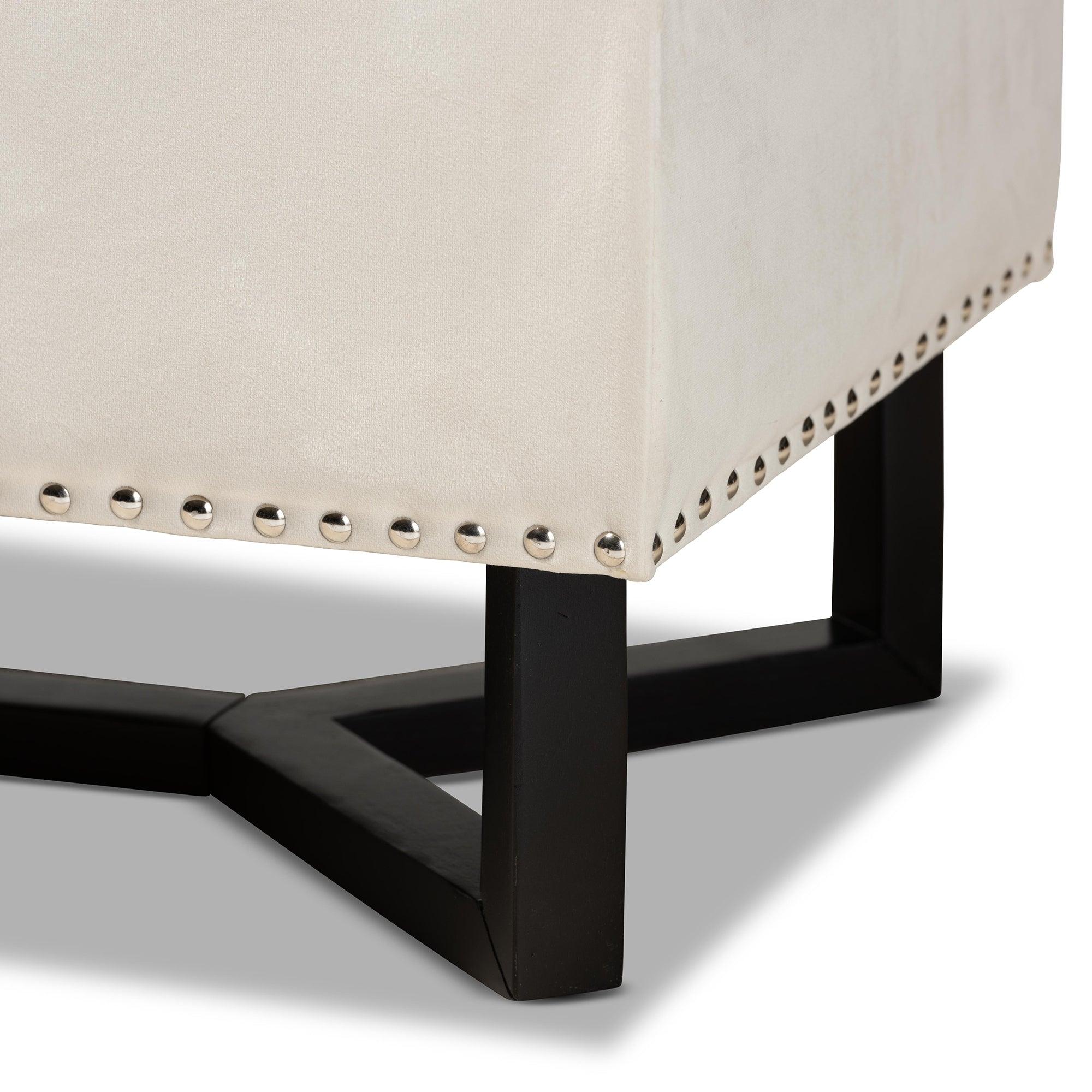 Esther Modern and Contemporary Velvet Fabric Upholstered and Finished Wood Storage Ottoman