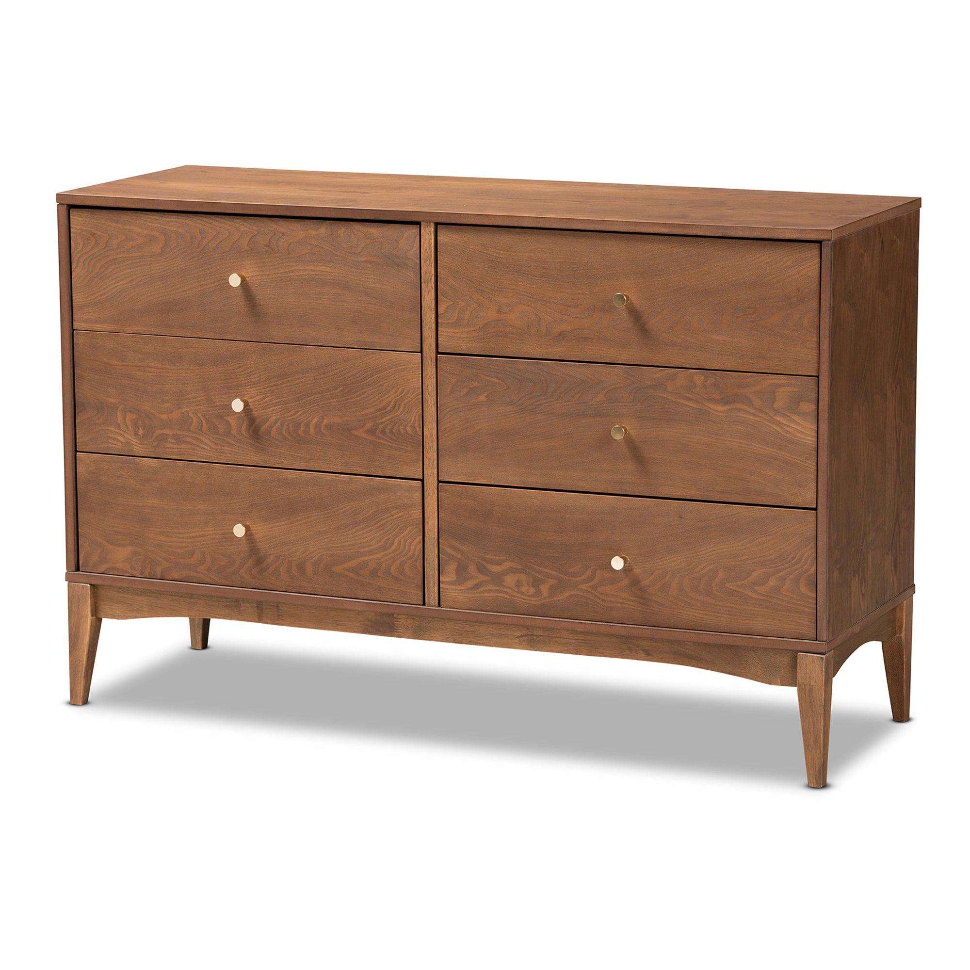 Landis Mid-Century Modern Ash Finished Wood 6-Drawer Dresser