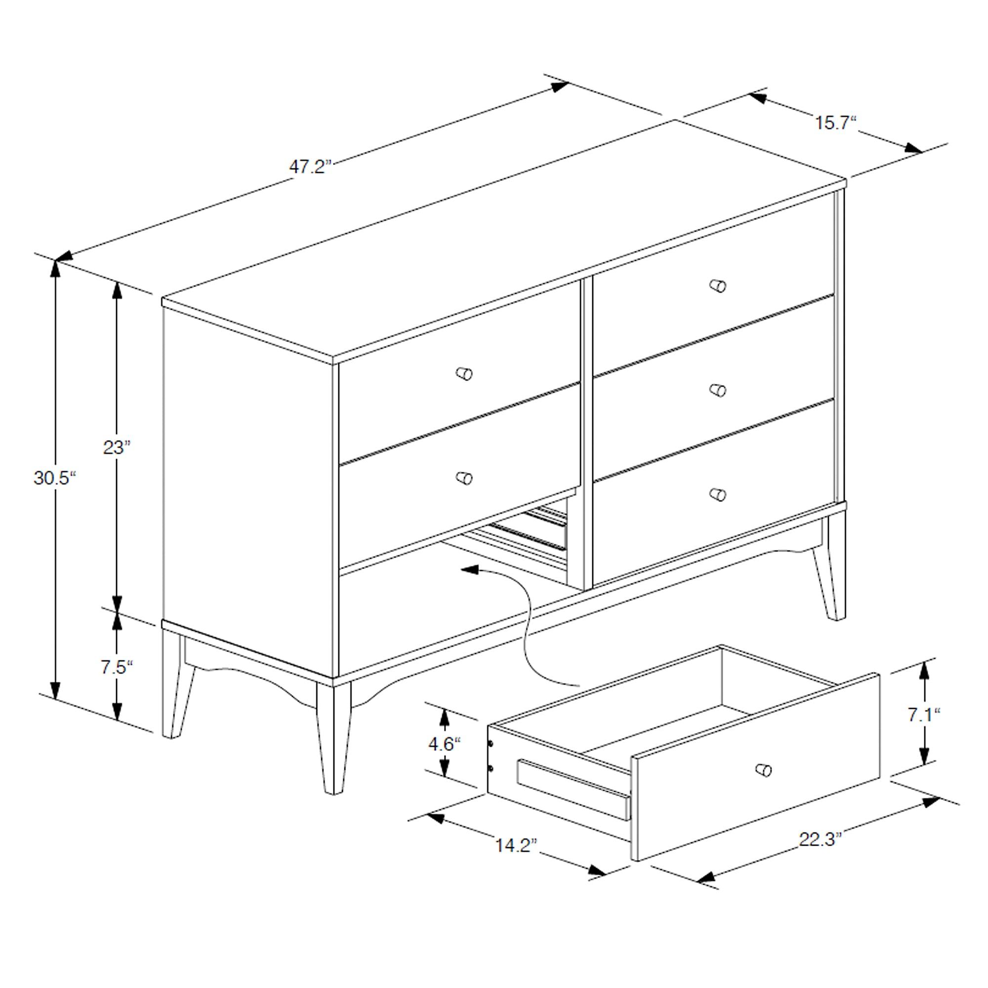 Landis Mid-Century Modern Ash Finished Wood 6-Drawer Dresser