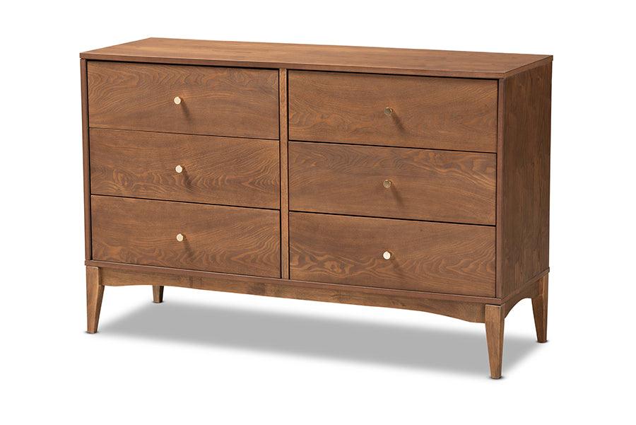 Landis Mid-Century Modern Ash Finished Wood 6-Drawer Dresser