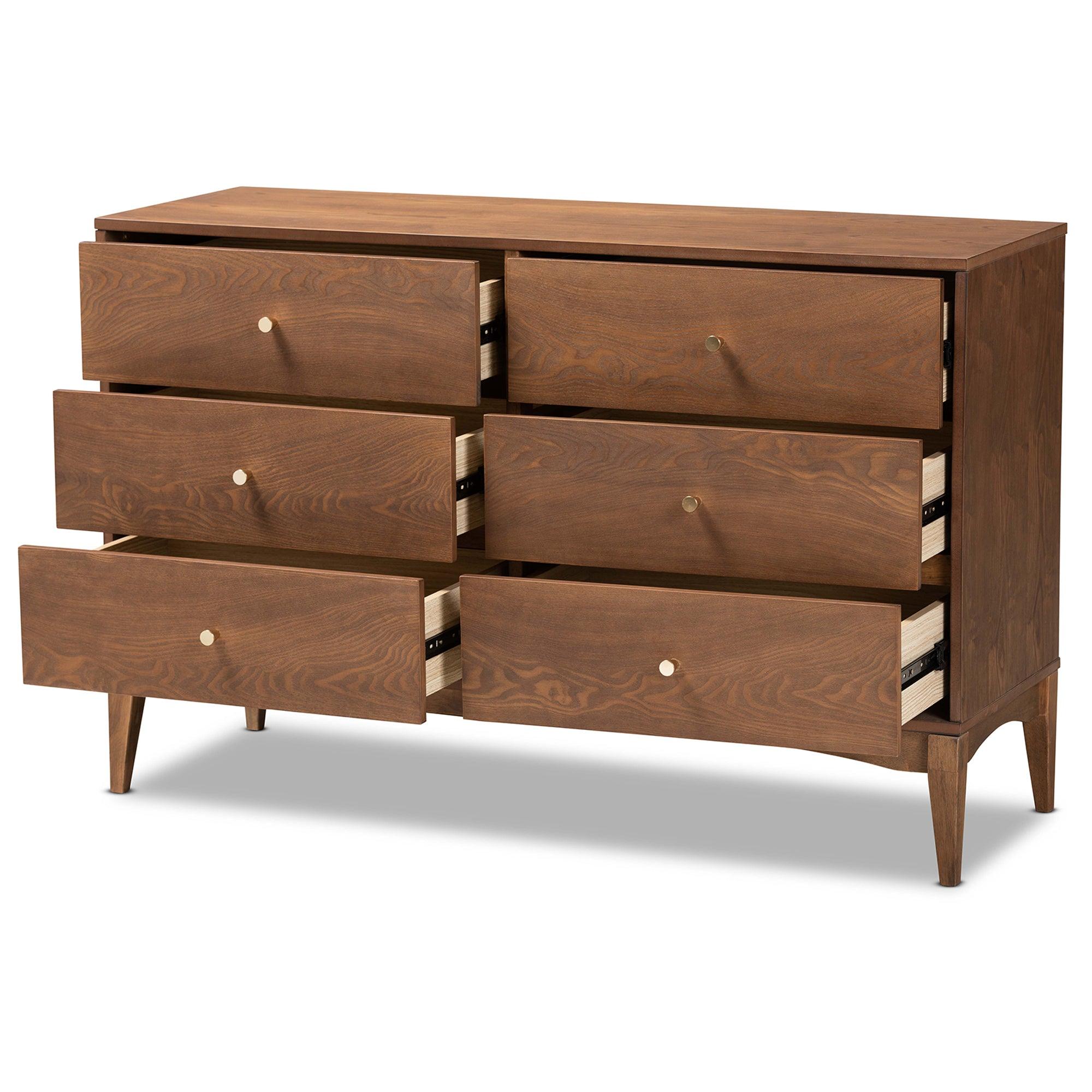 Landis Mid-Century Modern Ash Finished Wood 6-Drawer Dresser