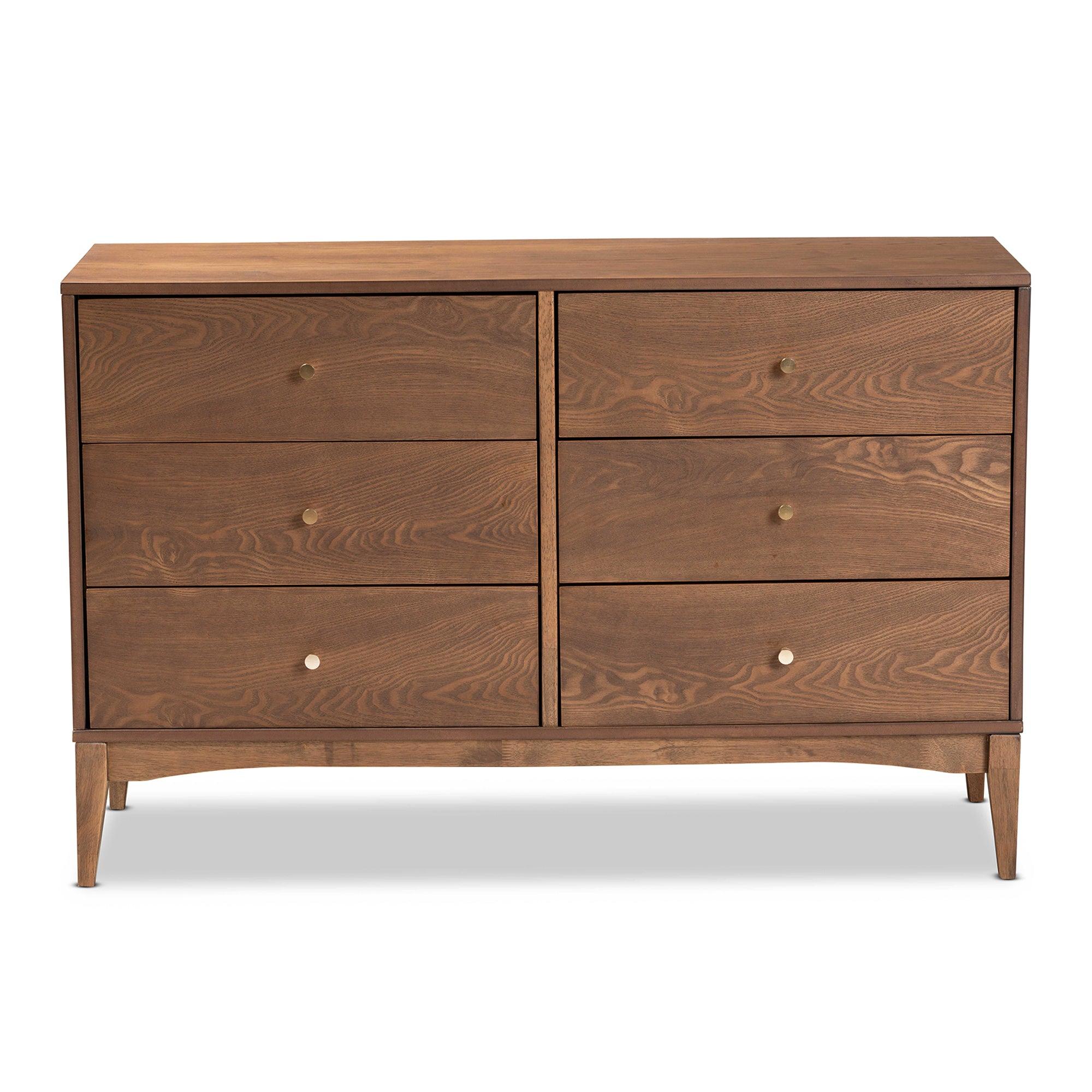 Landis Mid-Century Modern Ash Finished Wood 6-Drawer Dresser