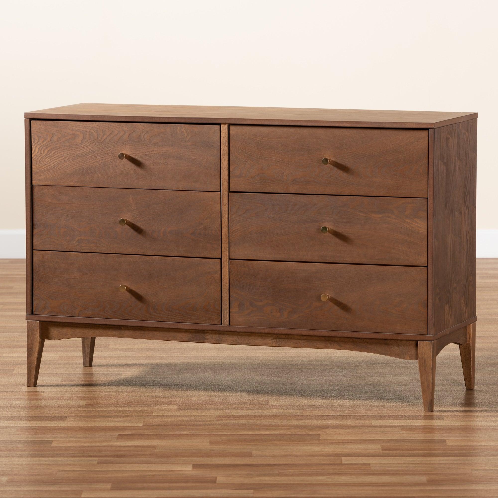 Landis Mid-Century Modern Ash Finished Wood 6-Drawer Dresser