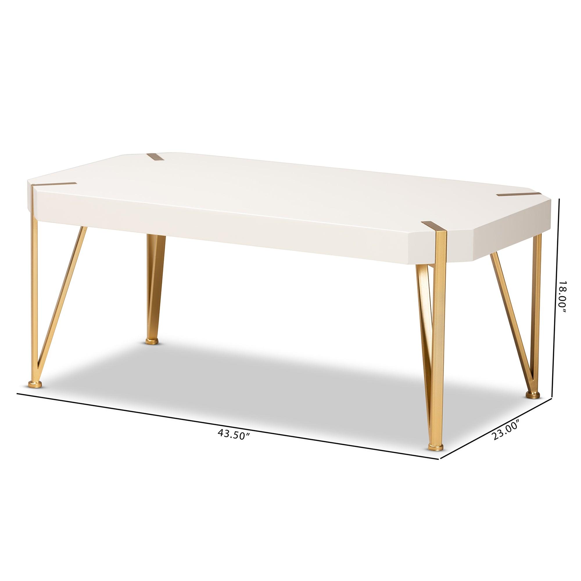 Kassa Contemporary Glam and Luxe Brushed Metal and Finished Wood Coffee Table