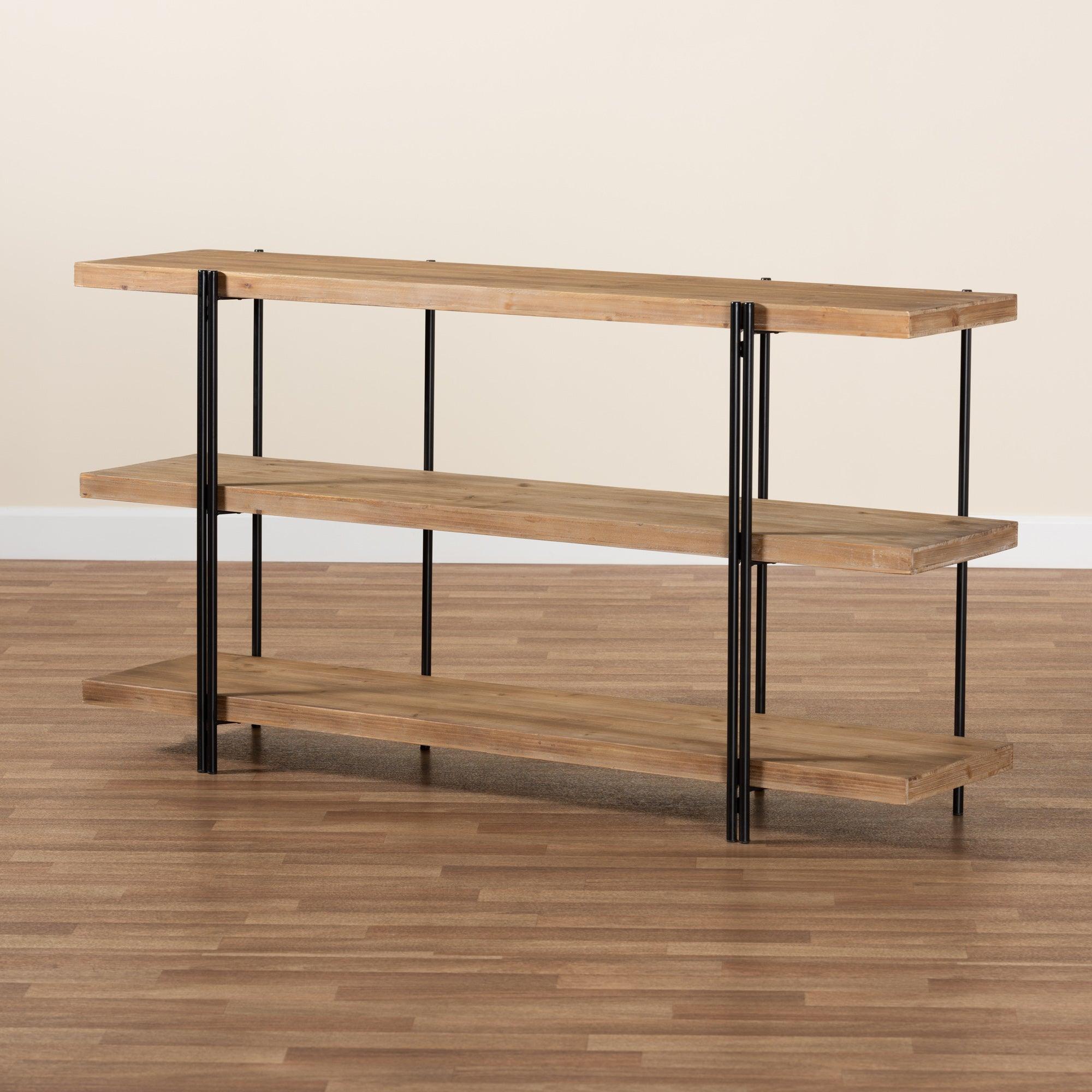 Tarah Modern Rustic and Industrial Finished Wood and Finished Metal Console Table