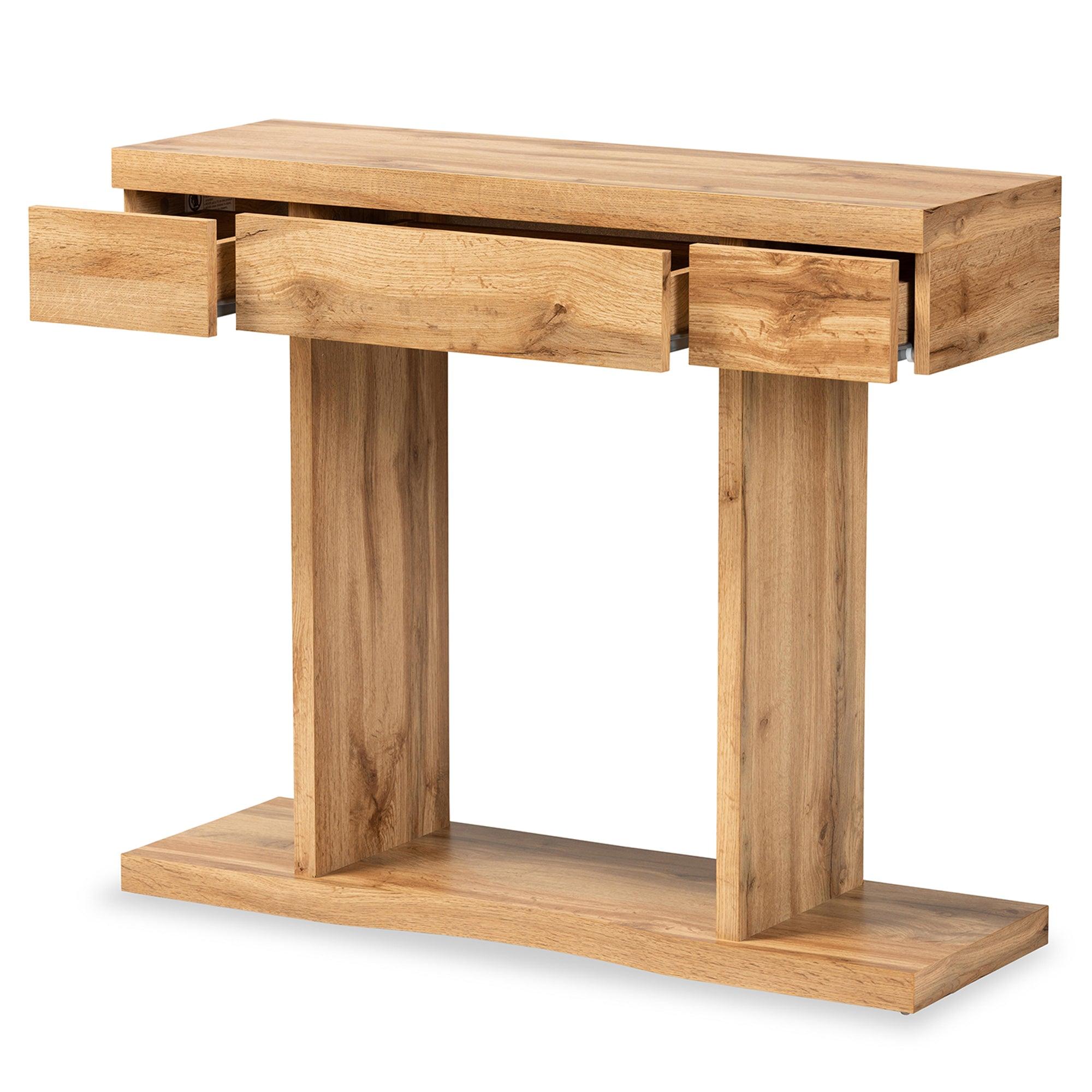 Otis Modern and Contemporary Finished Wood 3-Drawer Console Table