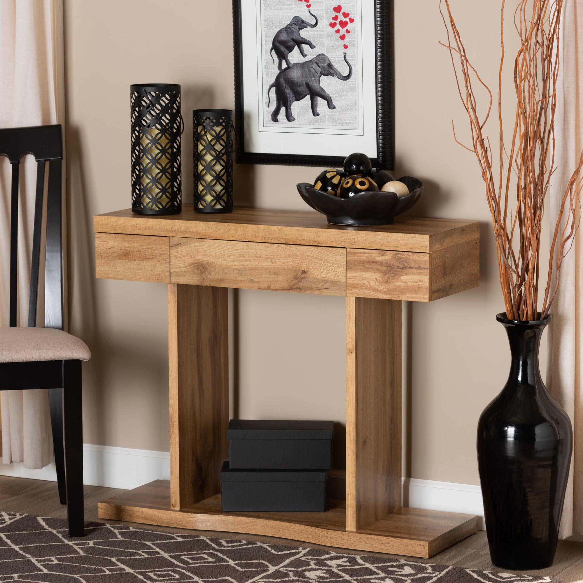 Otis Modern and Contemporary Finished Wood 3-Drawer Console Table