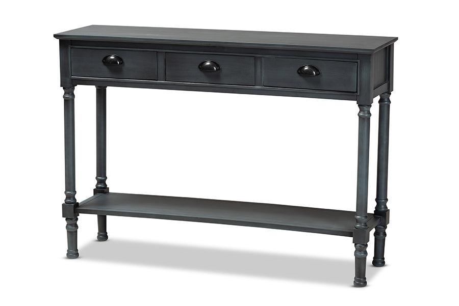 Garvey French Provincial Dark Wood 3-Drawer Entryway Console Table