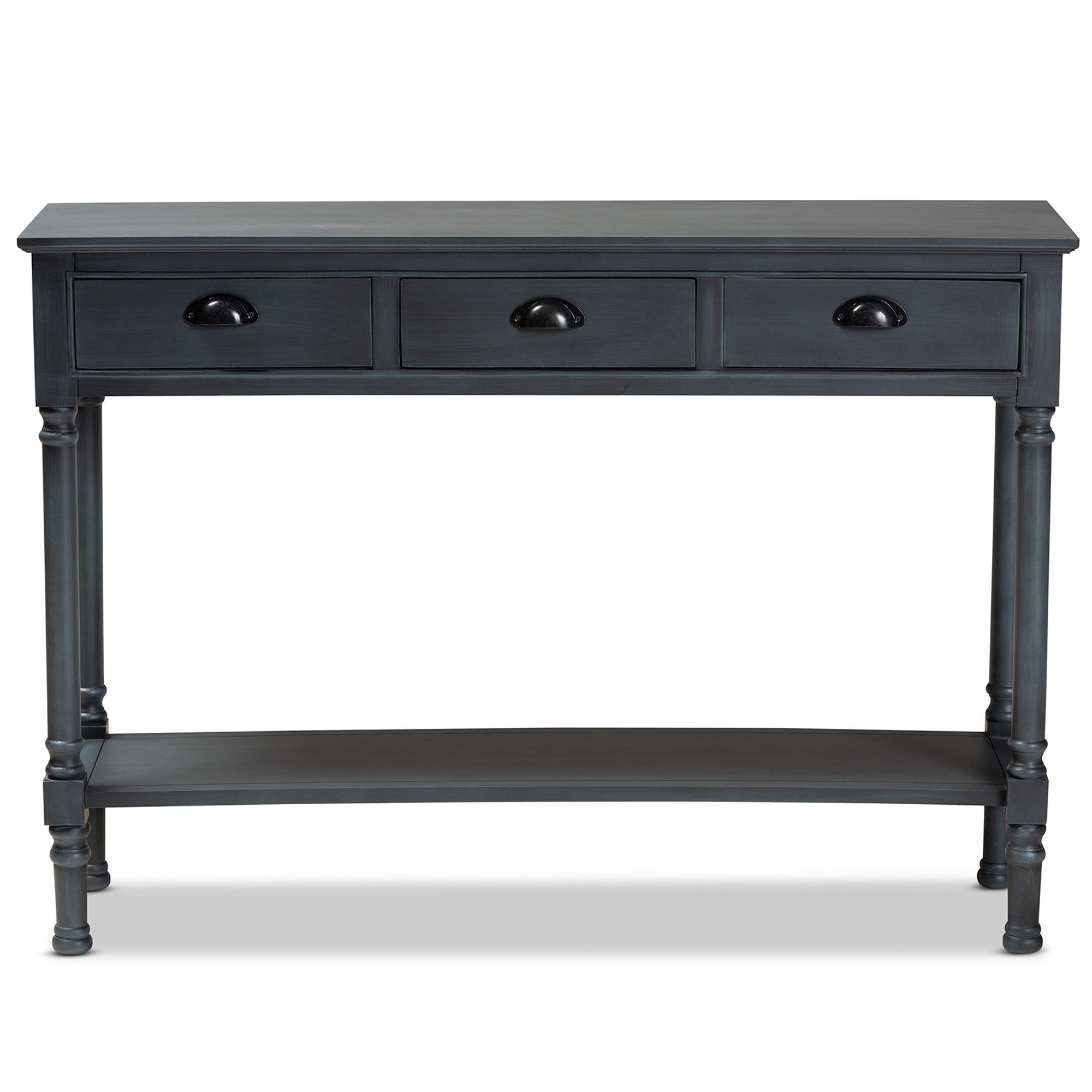 Garvey French Provincial Dark Wood 3-Drawer Entryway Console Table