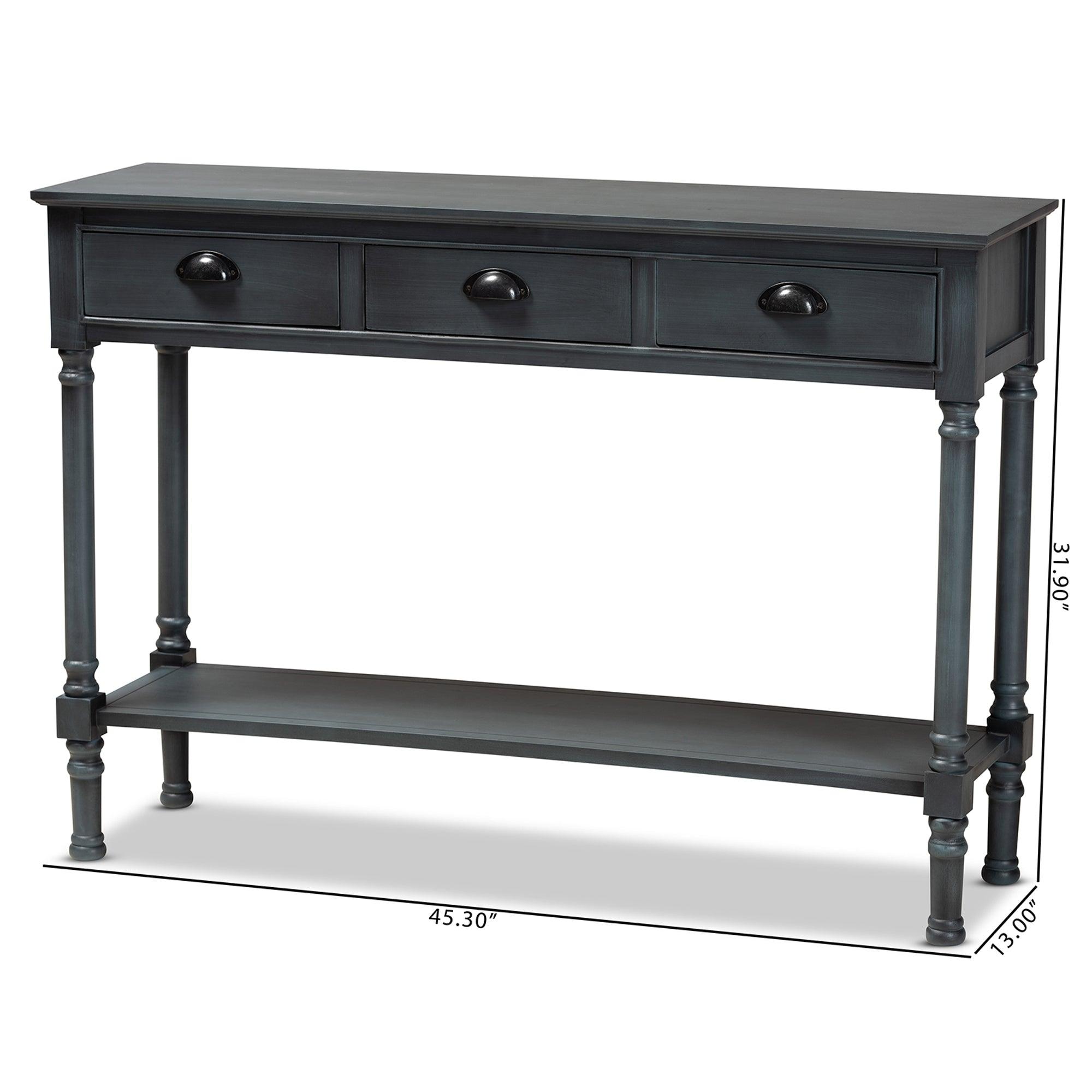 Garvey French Provincial Dark Wood 3-Drawer Entryway Console Table