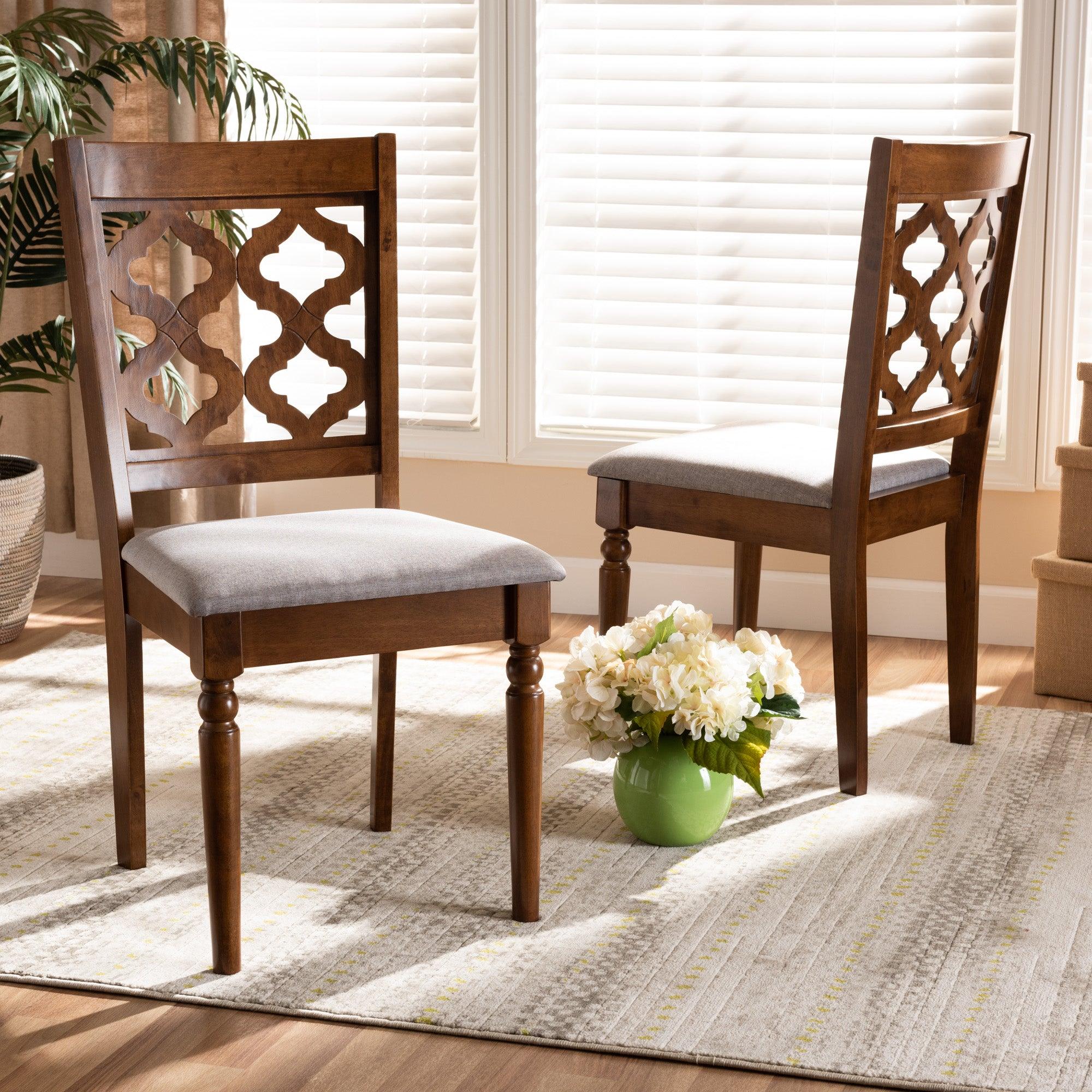 Ramiro Modern and Contemporary Fabric Upholstered and Finished Wood 2-Piece Dining Chair Set