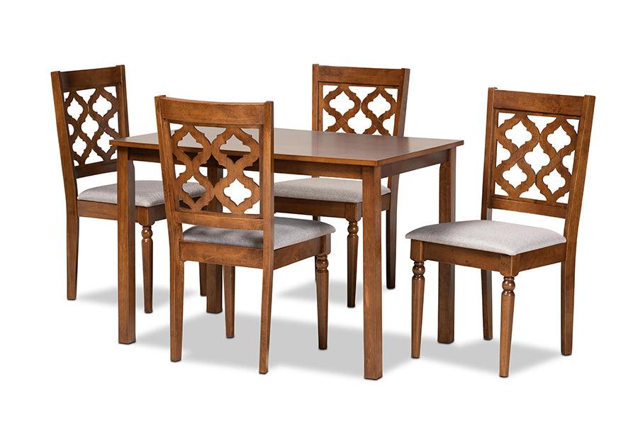 Ramiro Modern and Contemporary Fabric Upholstered and Finished Wood 5-Piece Dining Set