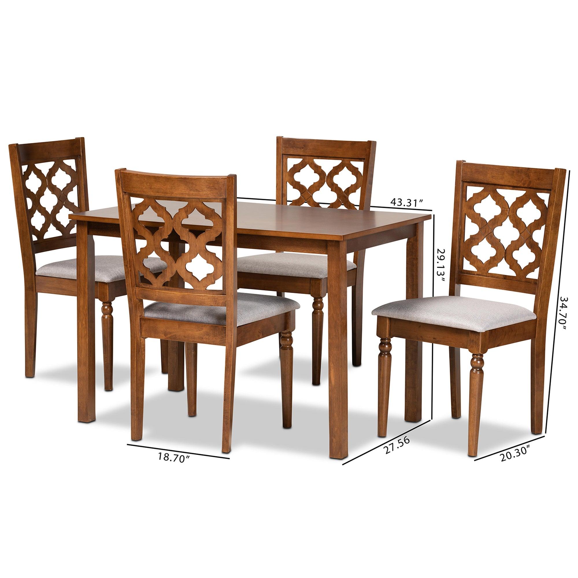 Ramiro Modern and Contemporary Fabric Upholstered and Finished Wood 5-Piece Dining Set