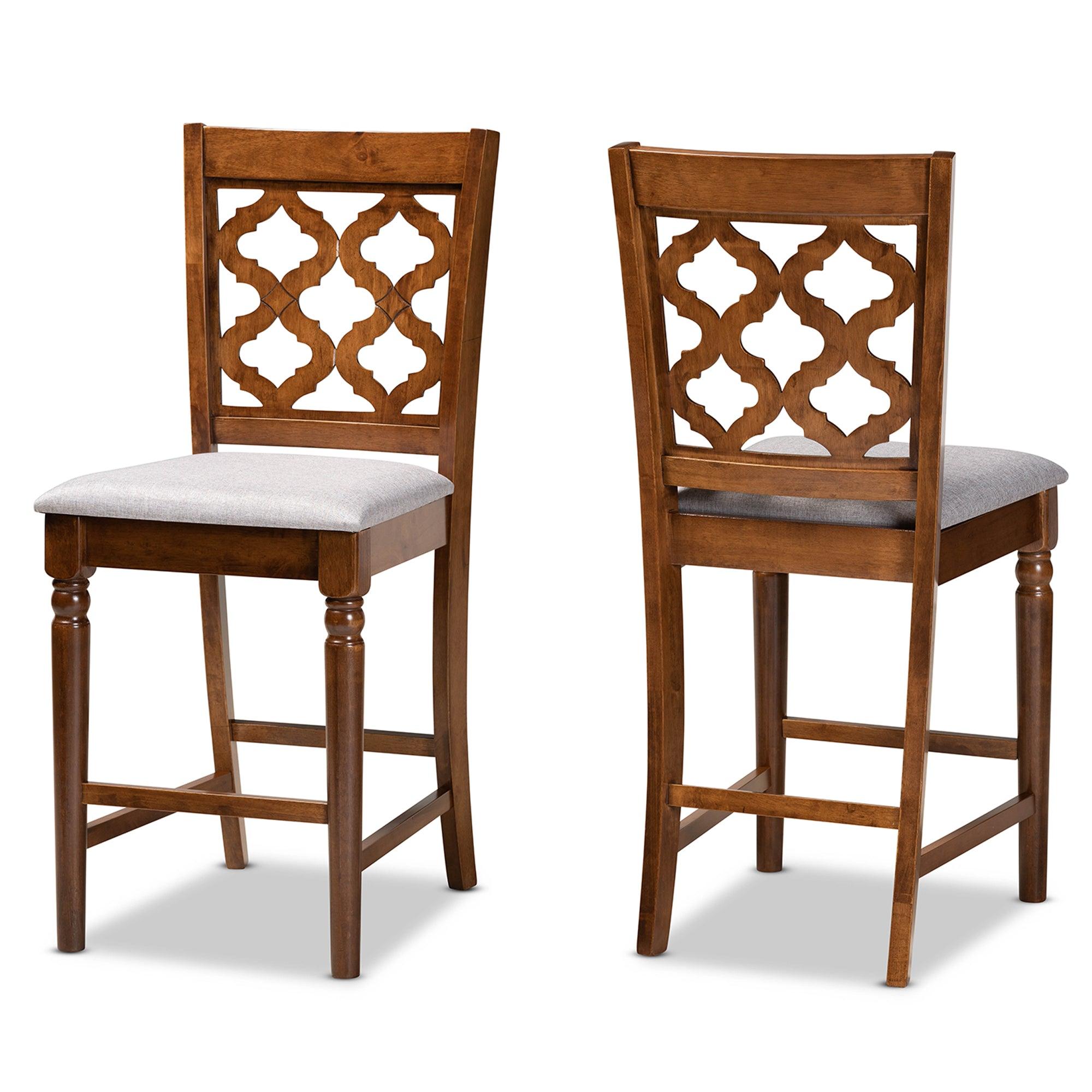 Ramiro Modern and Contemporary Transitional Fabric Upholstered and Finished Wood 2-Piece Counter Stool Set