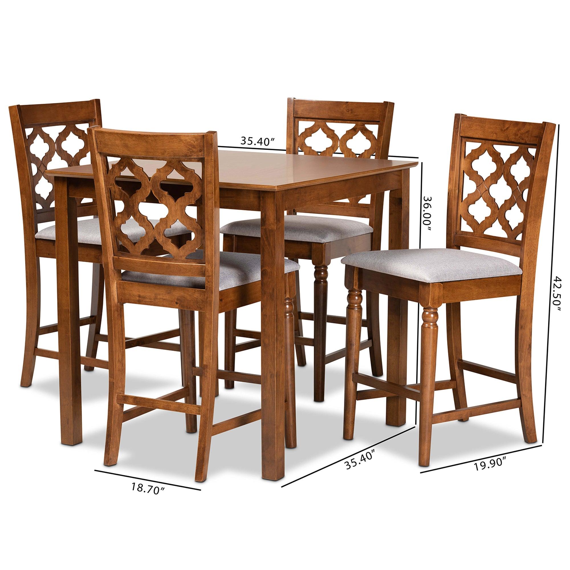 Ramiro Modern and Contemporary Transitional Fabric Upholstered and Finished Wood 5-Piece Pub Set