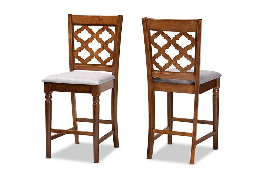 Ramiro Modern and Contemporary Transitional Fabric Upholstered and Finished Wood 2-Piece Counter Stool Set