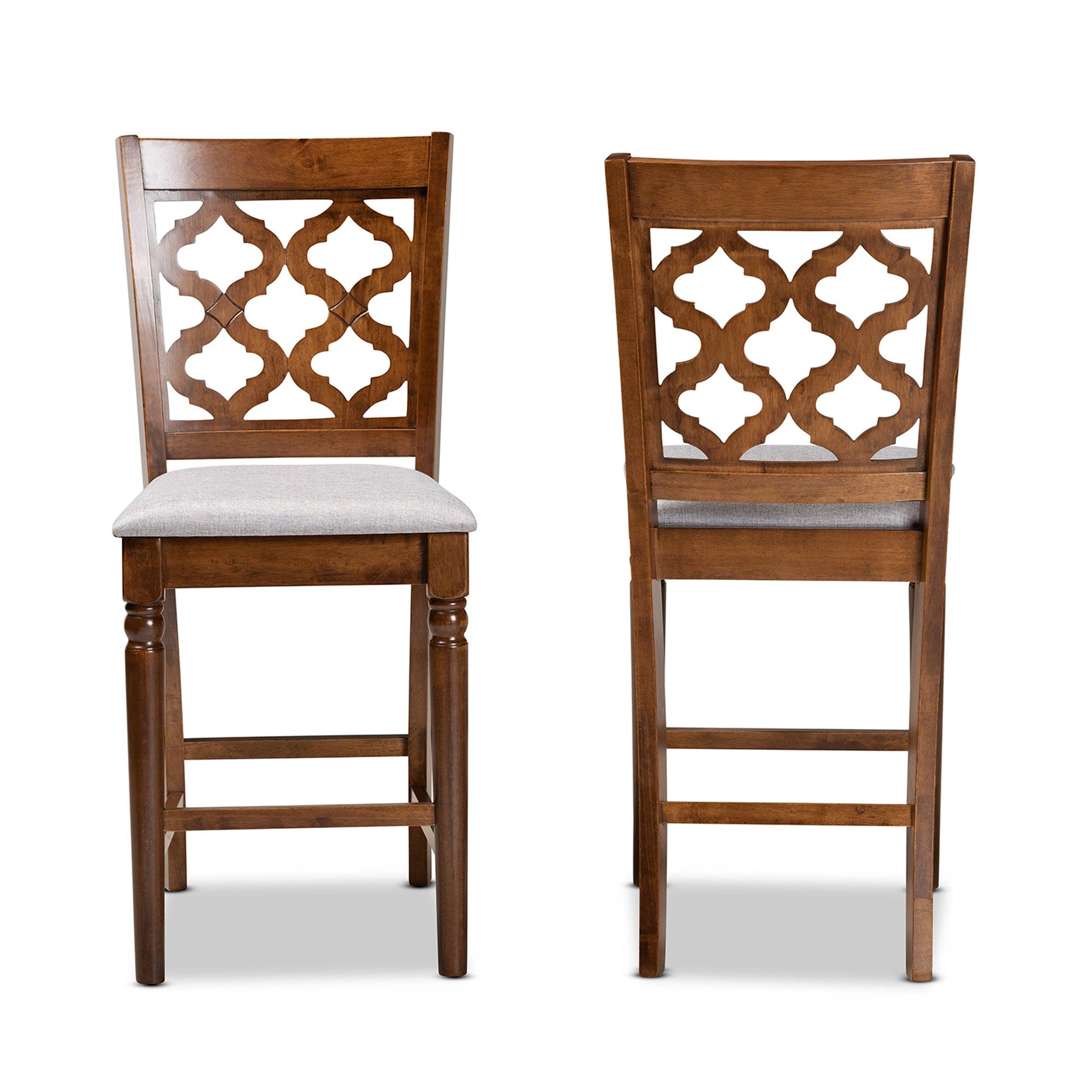 Ramiro Modern and Contemporary Transitional Fabric Upholstered and Finished Wood 2-Piece Counter Stool Set