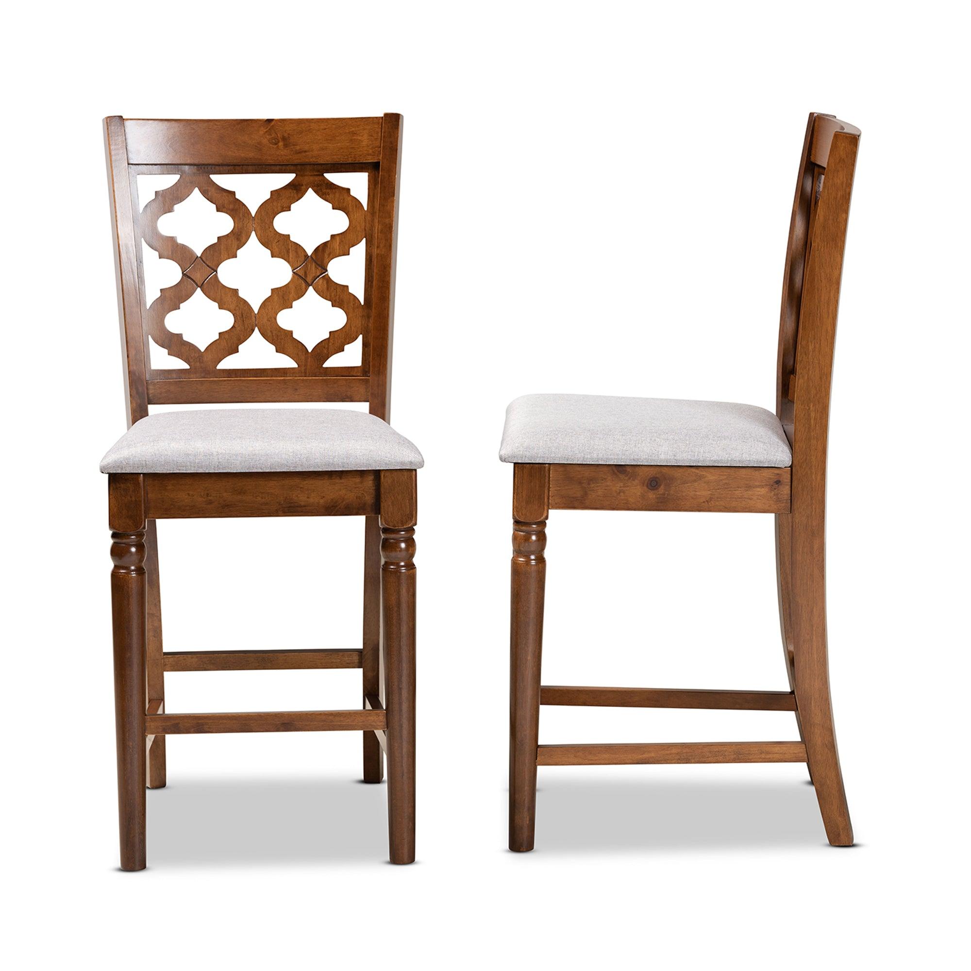 Ramiro Modern and Contemporary Transitional Fabric Upholstered and Finished Wood 2-Piece Counter Stool Set